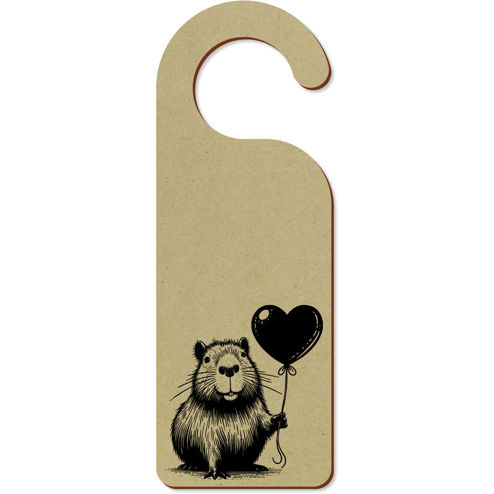 'Capybara With Balloon' 200mm x 72mm Door Hanger / Sign (DH00046488)