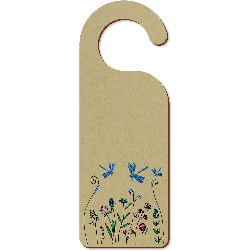 'Dragonflies In Wildflowers' 200mm x 72mm Door Hanger / Sign (DH00046700)