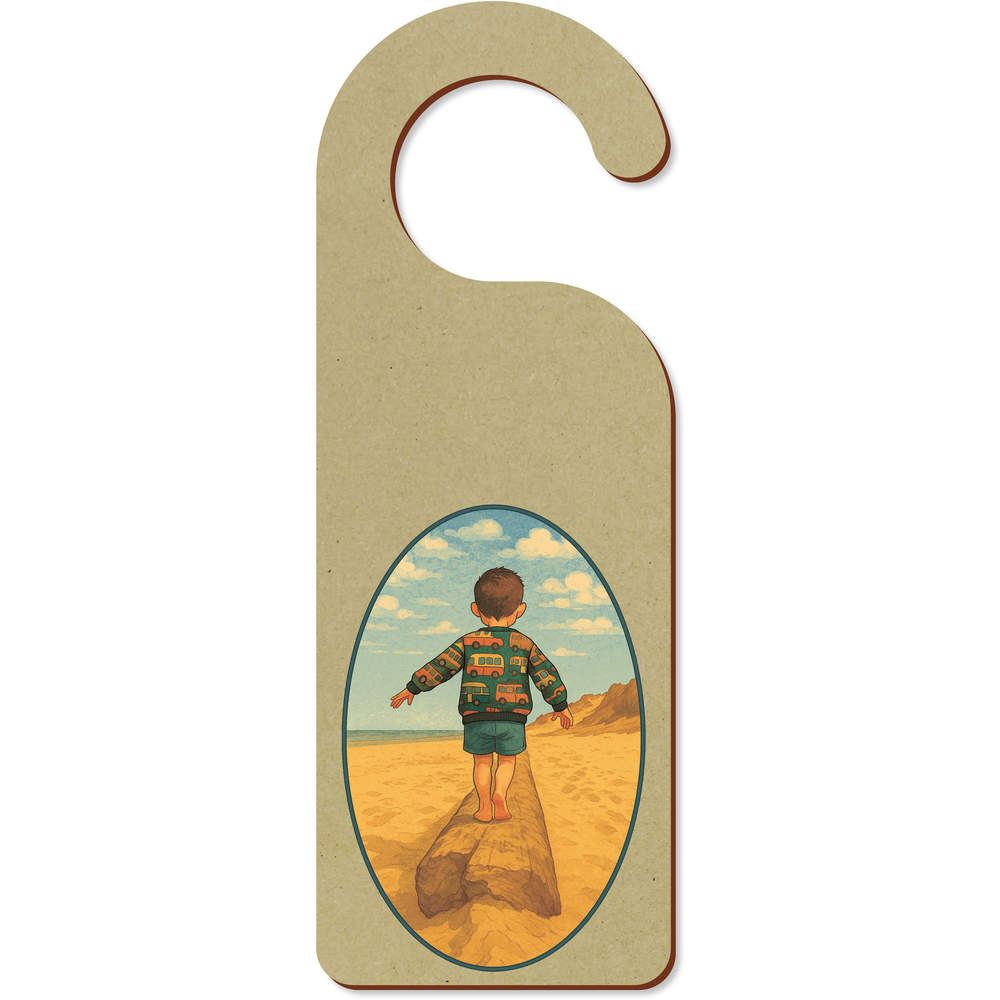 'Boy on the Beach' 200mm x 72mm Door Hanger / Sign (DH00047339)