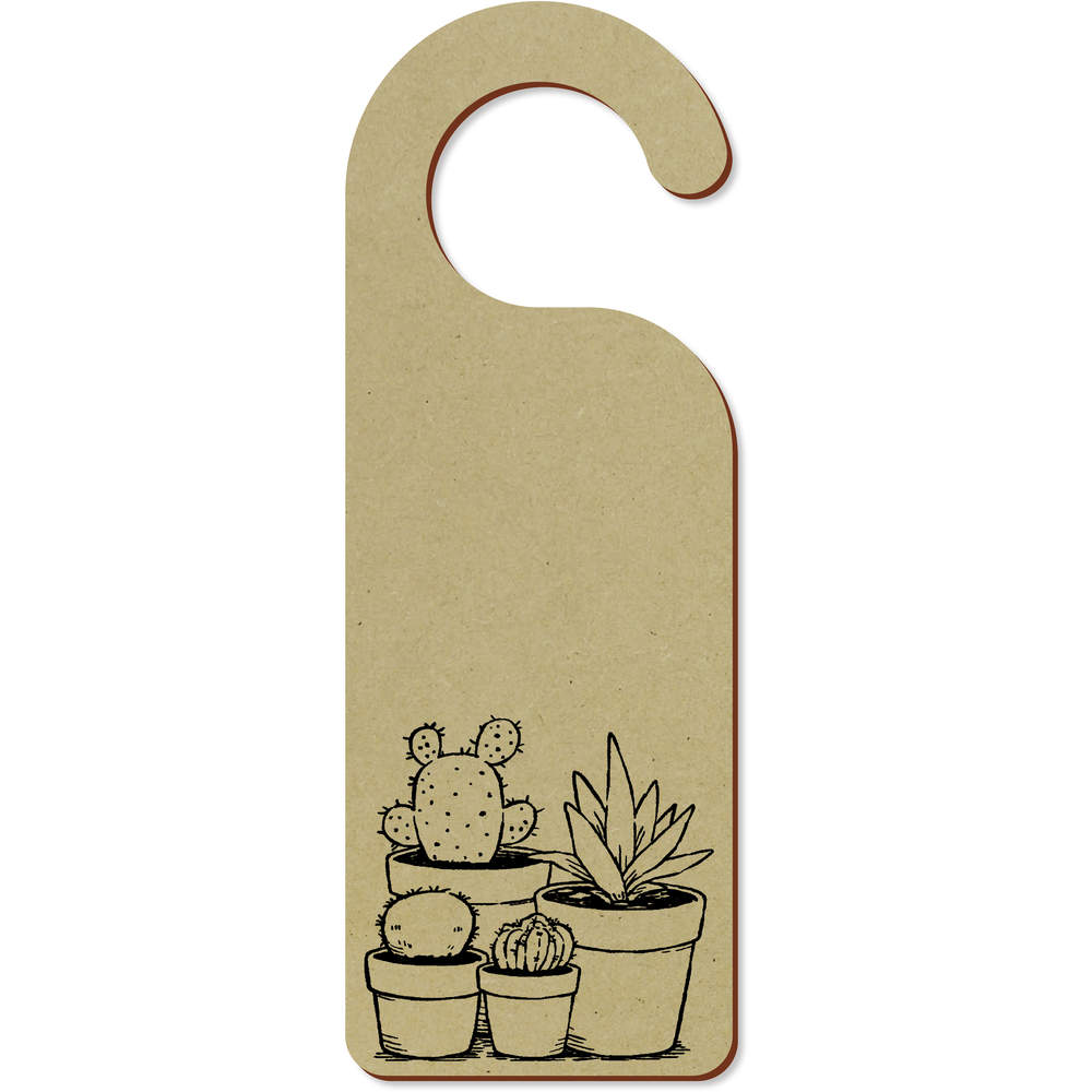 'Cacti Plants in Pots' 200mm x 72mm Door Hanger / Sign (DH00047384)