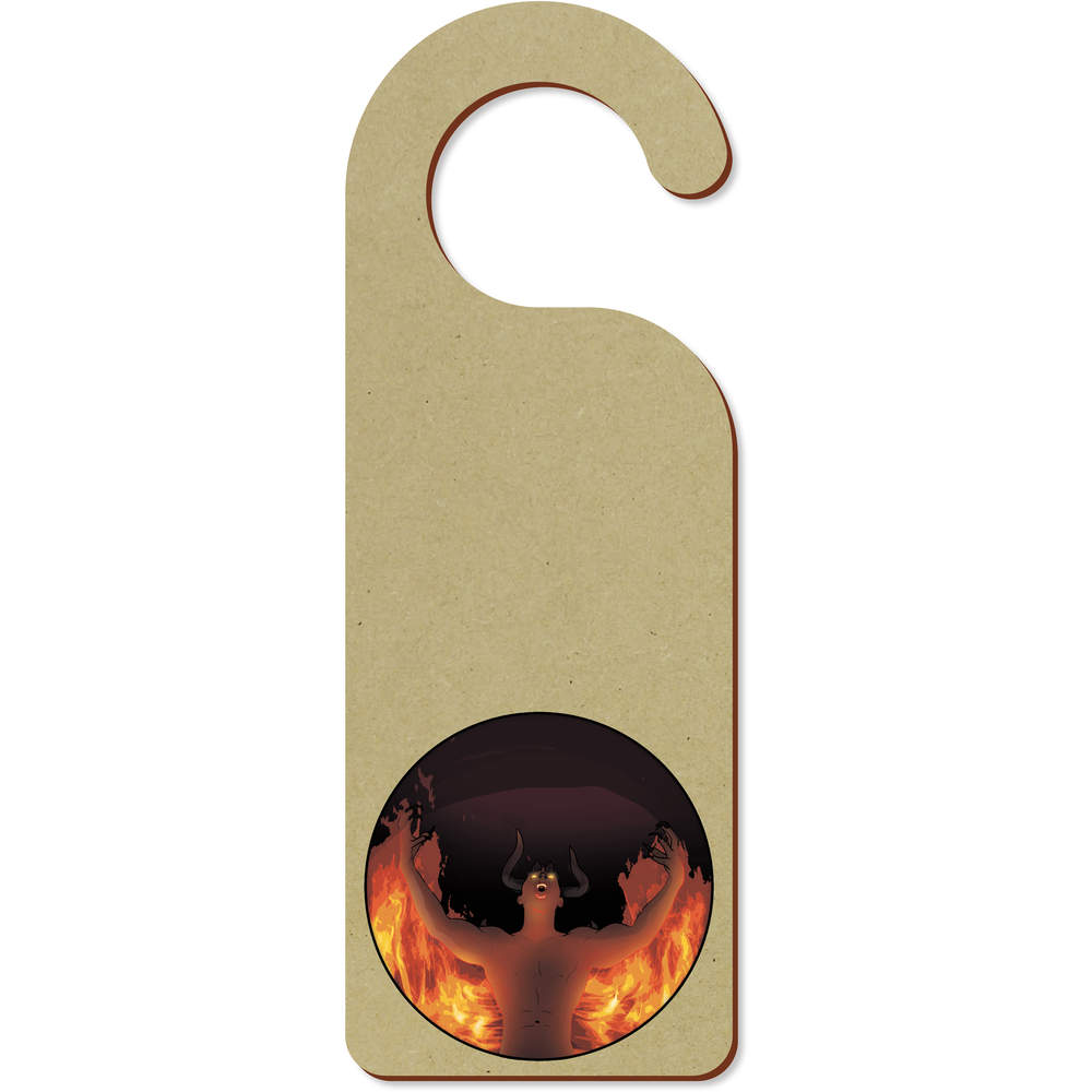 'Demonic Figure in Flames' 200mm x 72mm Door Hanger / Sign (DH00047438)