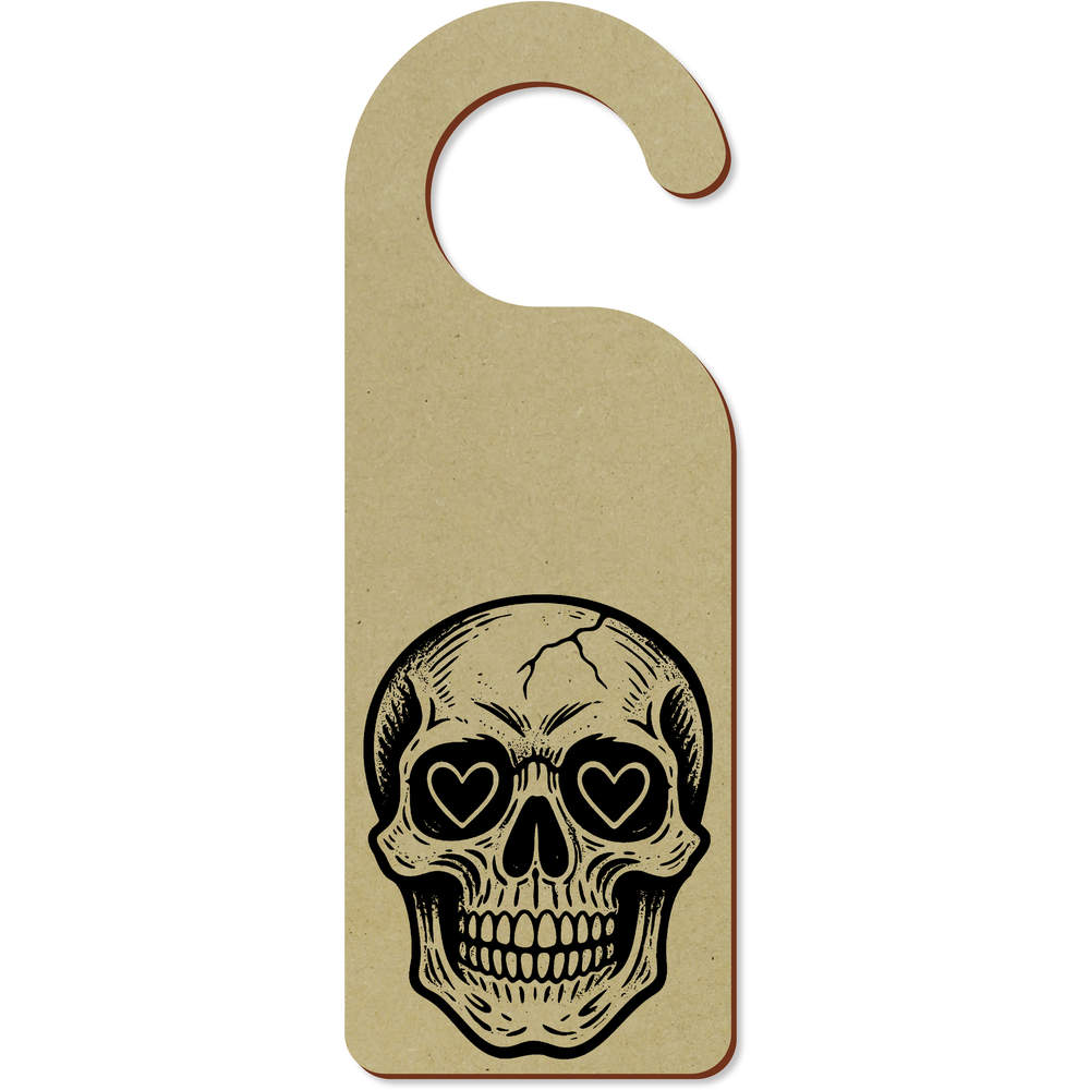 'Skull with heart eyes' 200mm x 72mm Door Hanger / Sign (DH00047703)