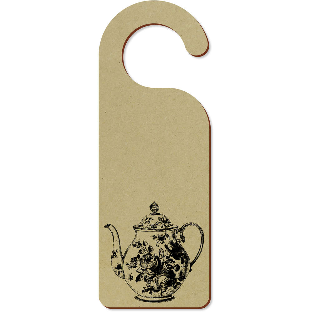 'Vintage Floral Teapot' 200mm x 72mm Door Hanger / Sign (DH00048115)