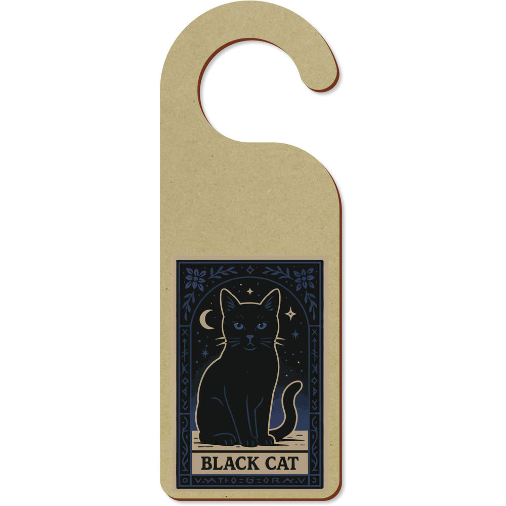 'Mystical Black Cat Card' 200mm x 72mm Door Hanger / Sign (DH00048306)
