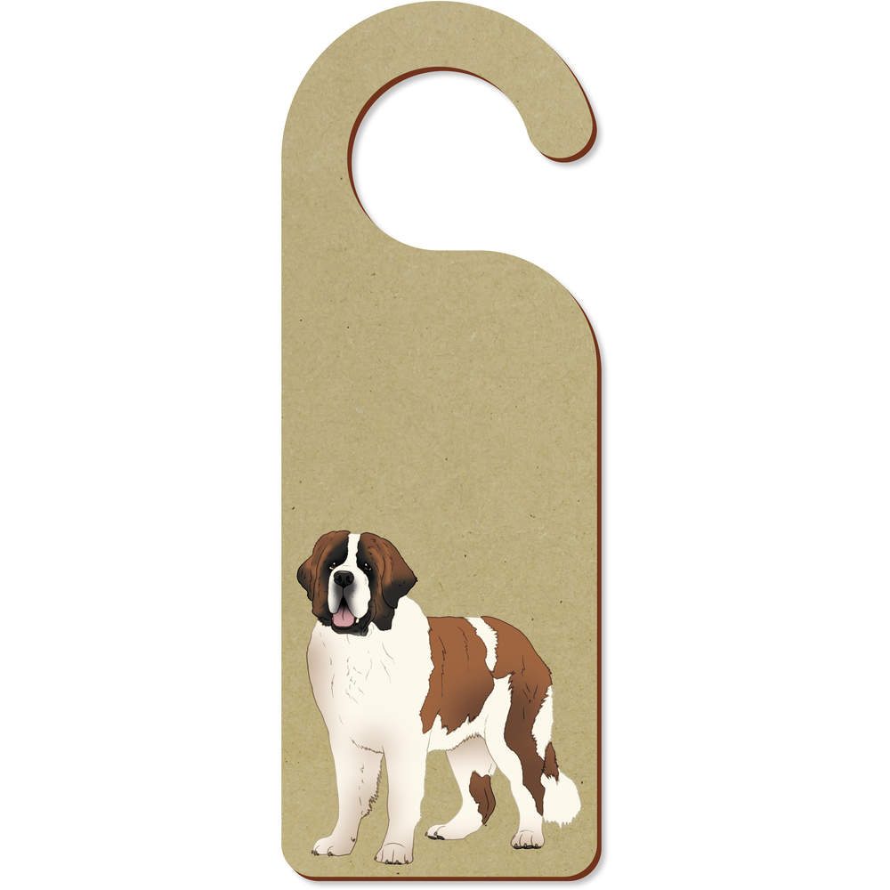 'St Bernard Dog Standing' 200mm x 72mm Door Hanger / Sign (DH00048597)