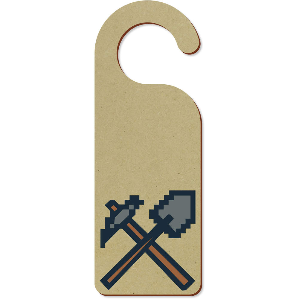 '8-Bit Mining Tools' 200mm x 72mm Door Hanger / Sign (DH00049218)