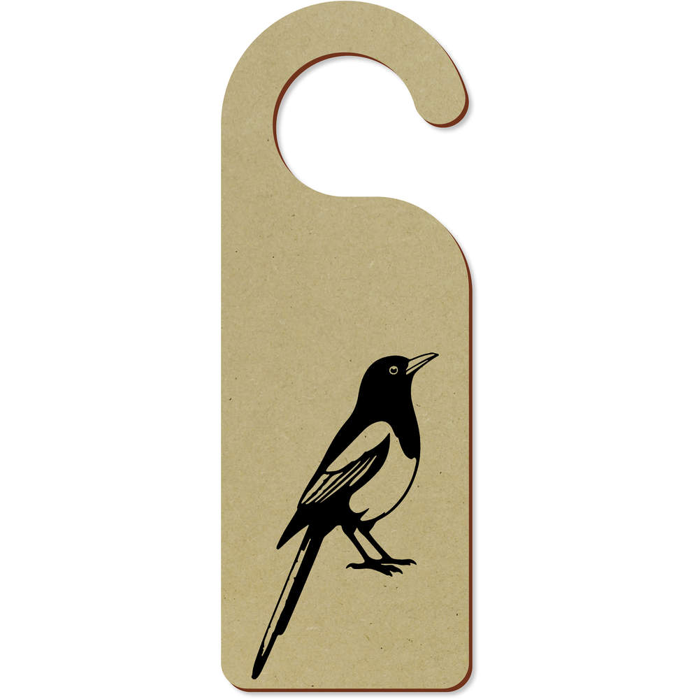 'Magpie Looking Up' 200mm x 72mm Door Hanger / Sign (DH00049496)