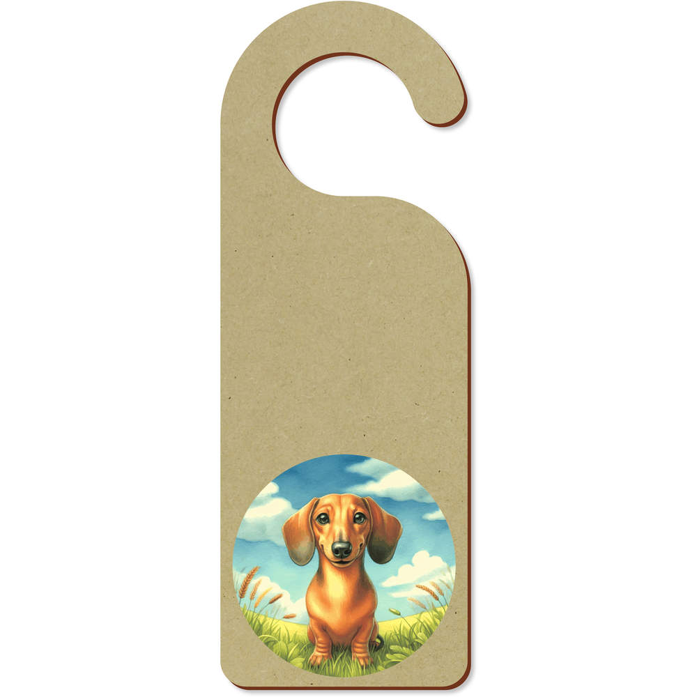 'Happy Dachshund' 200mm x 72mm Door Hanger / Sign (DH00049705)