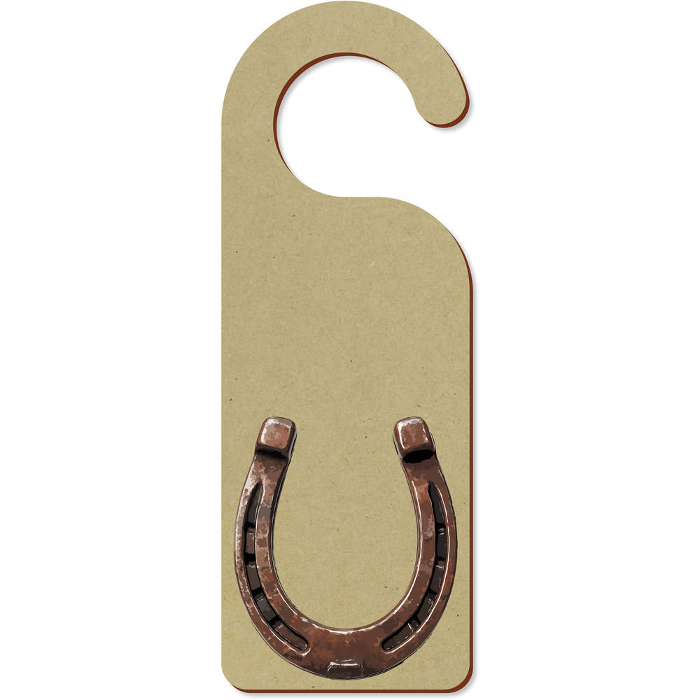 'Rustic Old Rusty Horseshoe For Good Luck' 200mm x 72mm Door Hanger / Sign (DH00051320)