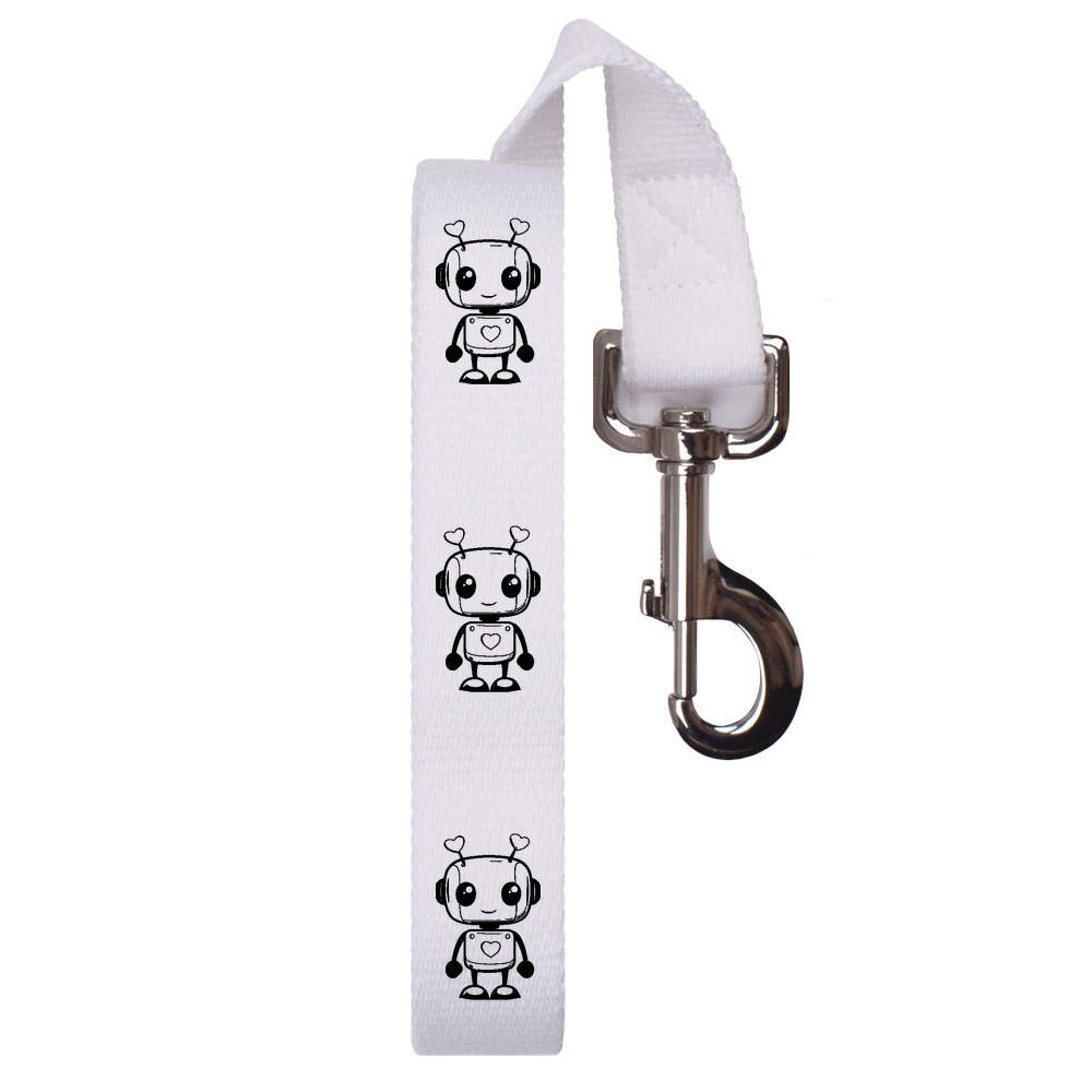 'Cute Love Robot with Hearts' Dog Lead / Leash (DL00023308)