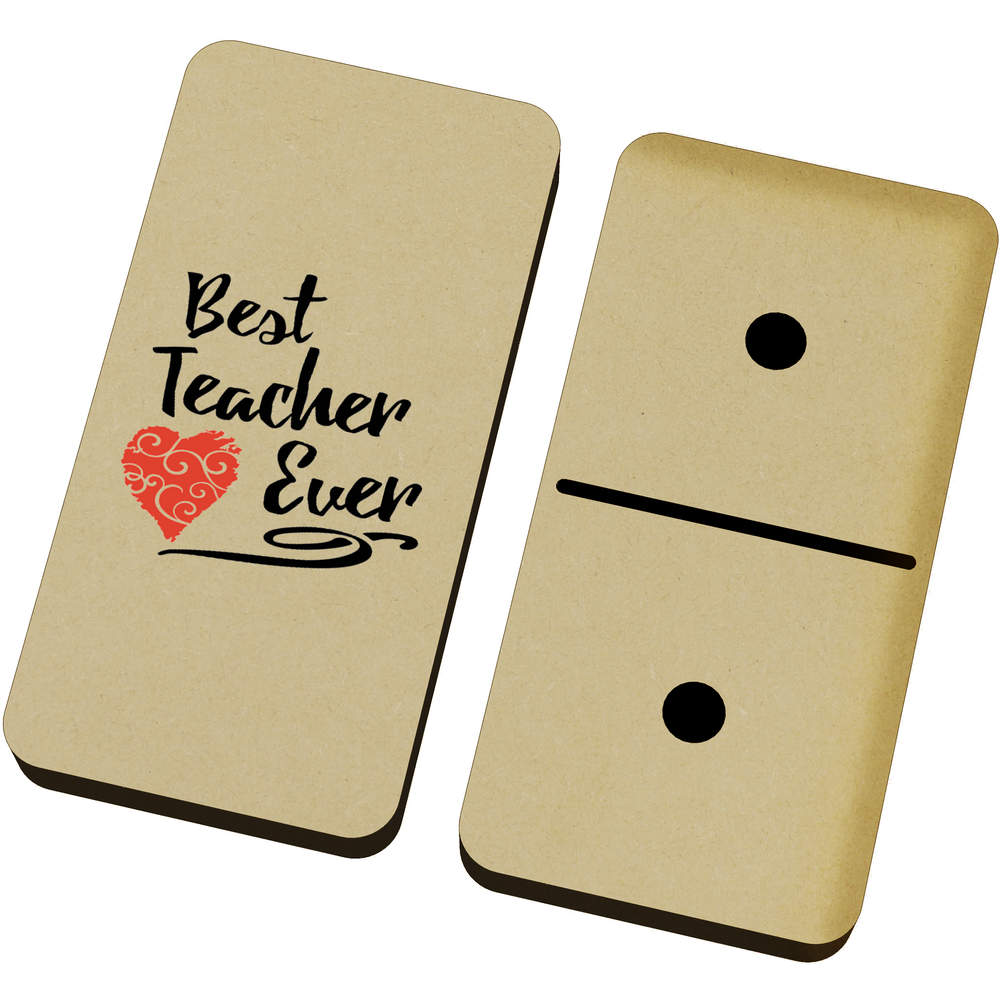 'Best Teacher Ever With Red Heart' Domino Set & Box (DM00043213)