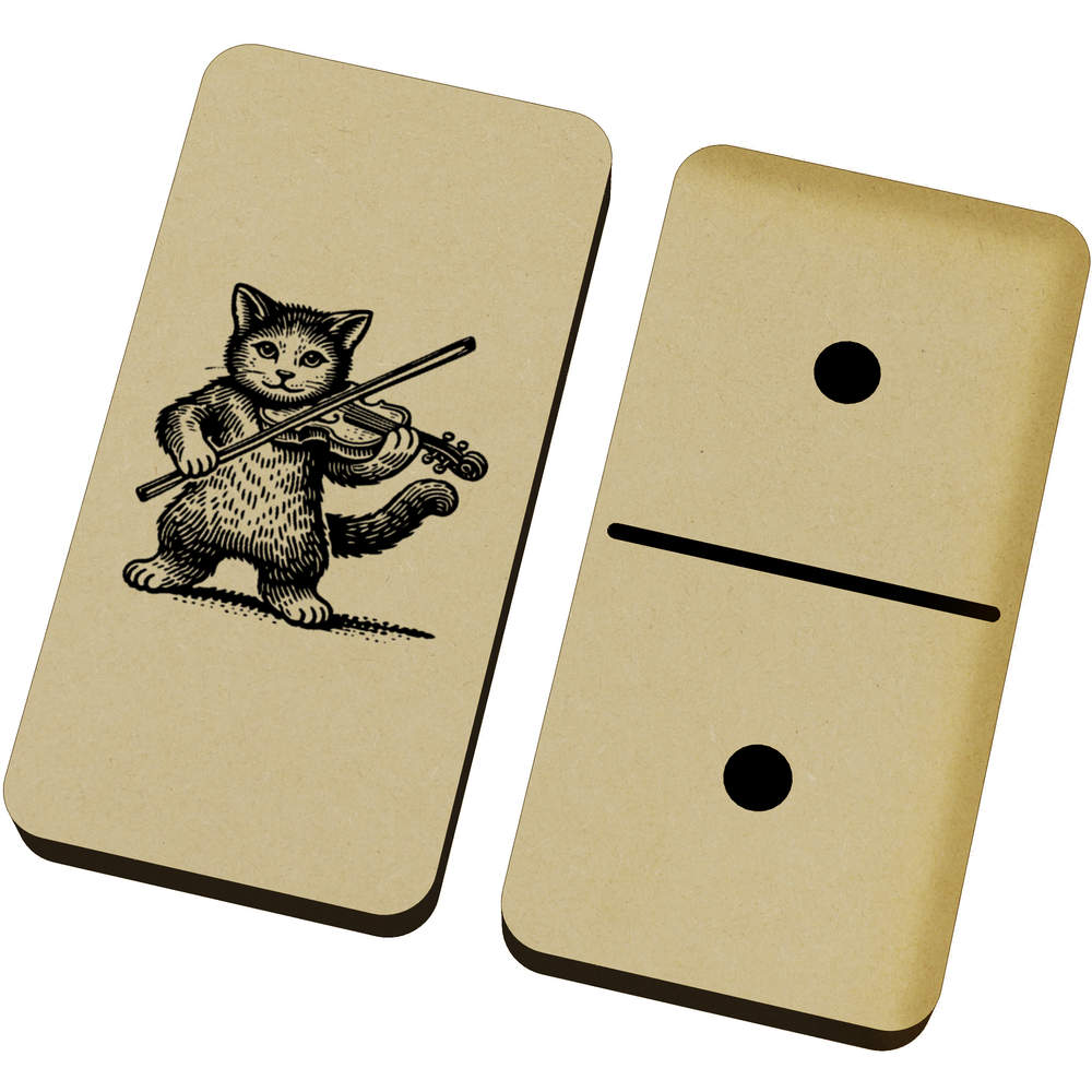 'Cat Playing Fiddle' Domino Set & Box (DM00046838)