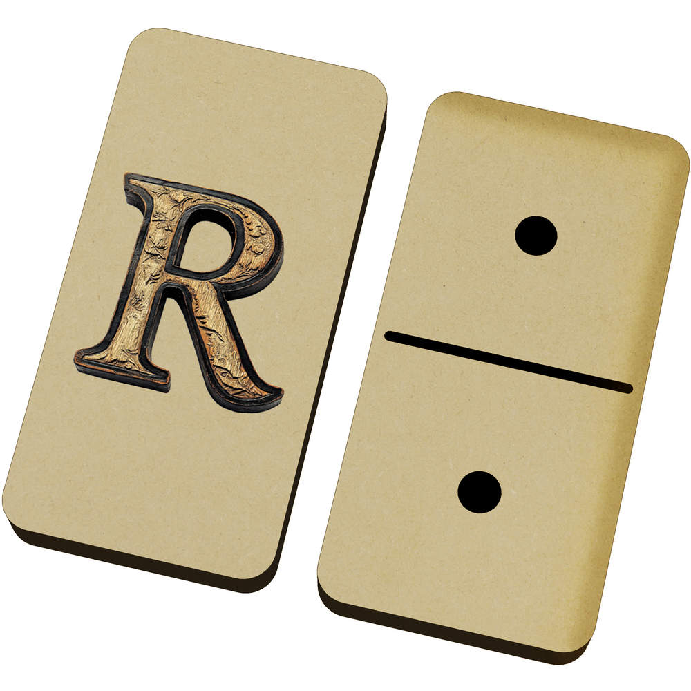 'Wood Textured R' Domino Set & Box (DM00047949)