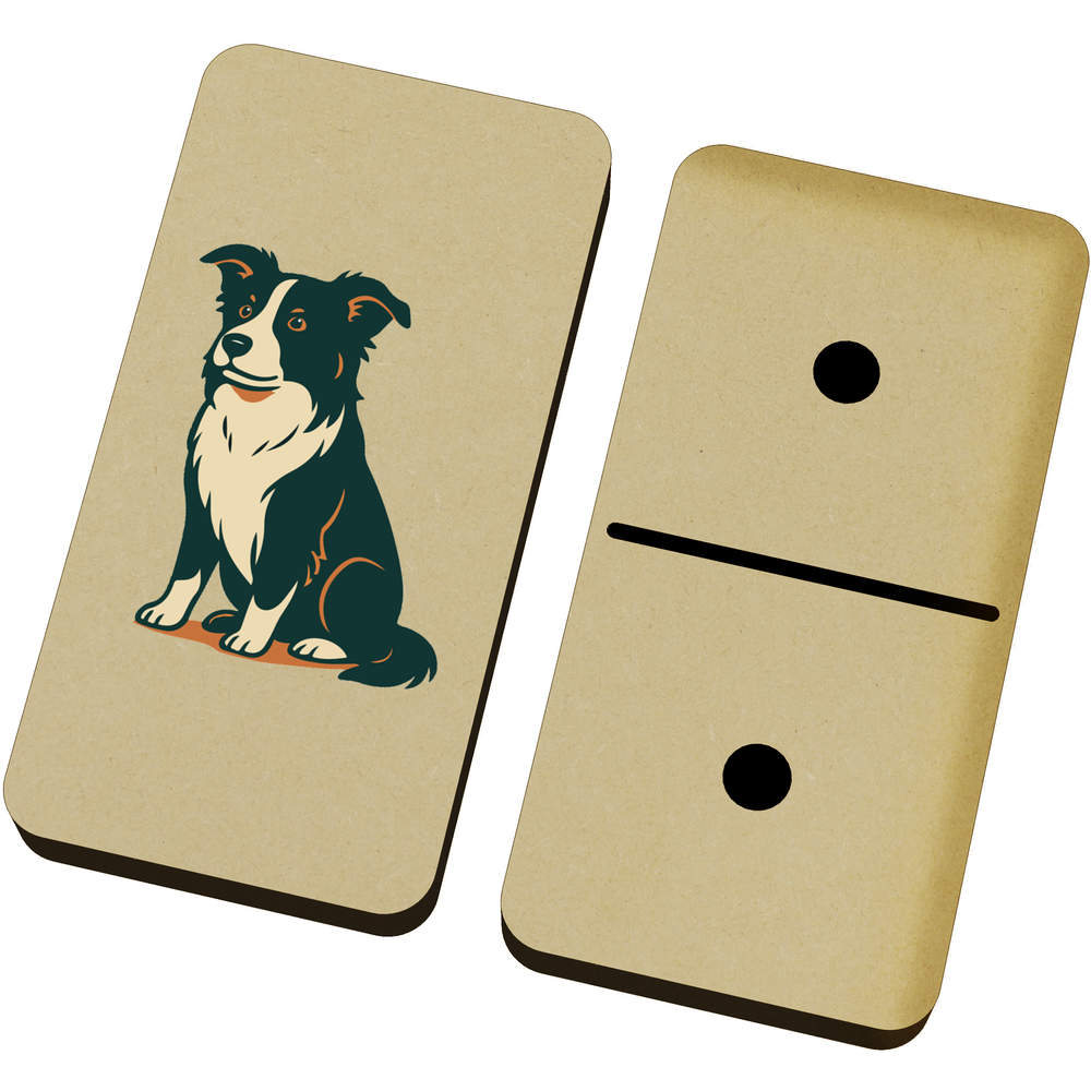 'Sitting Border Collie' Domino Set & Box (DM00050339)