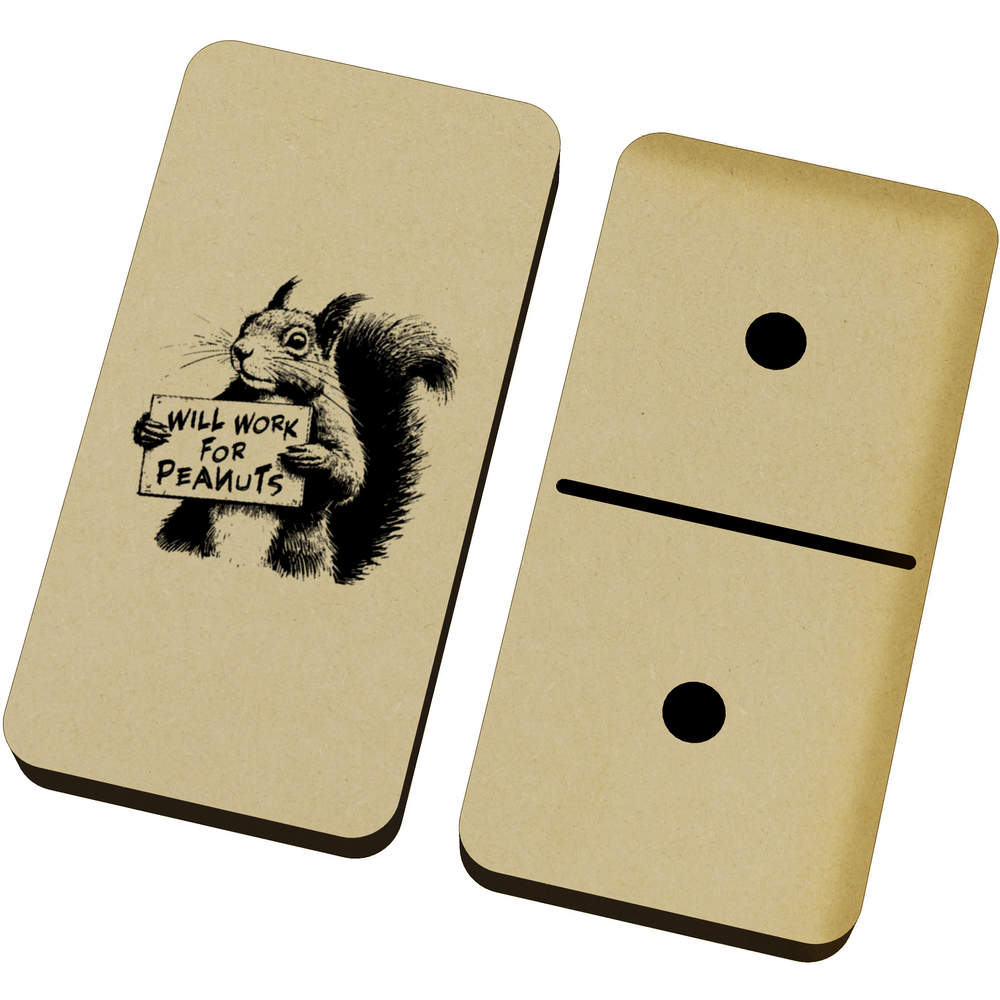 'Funny Squirrel Work For Peanuts' Domino Set & Box (DM00051025)