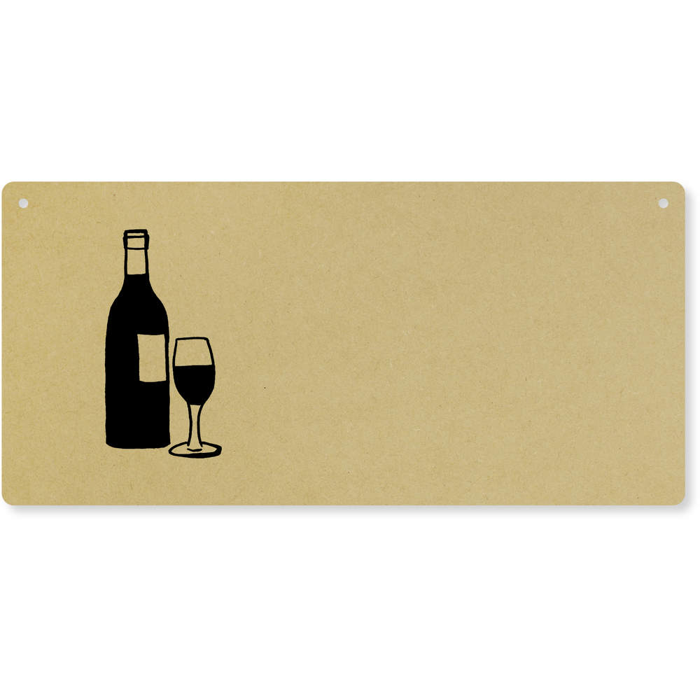 'Wine Glass & Bottle' Large Wooden Wall Plaque / Door Sign (DP00013059)