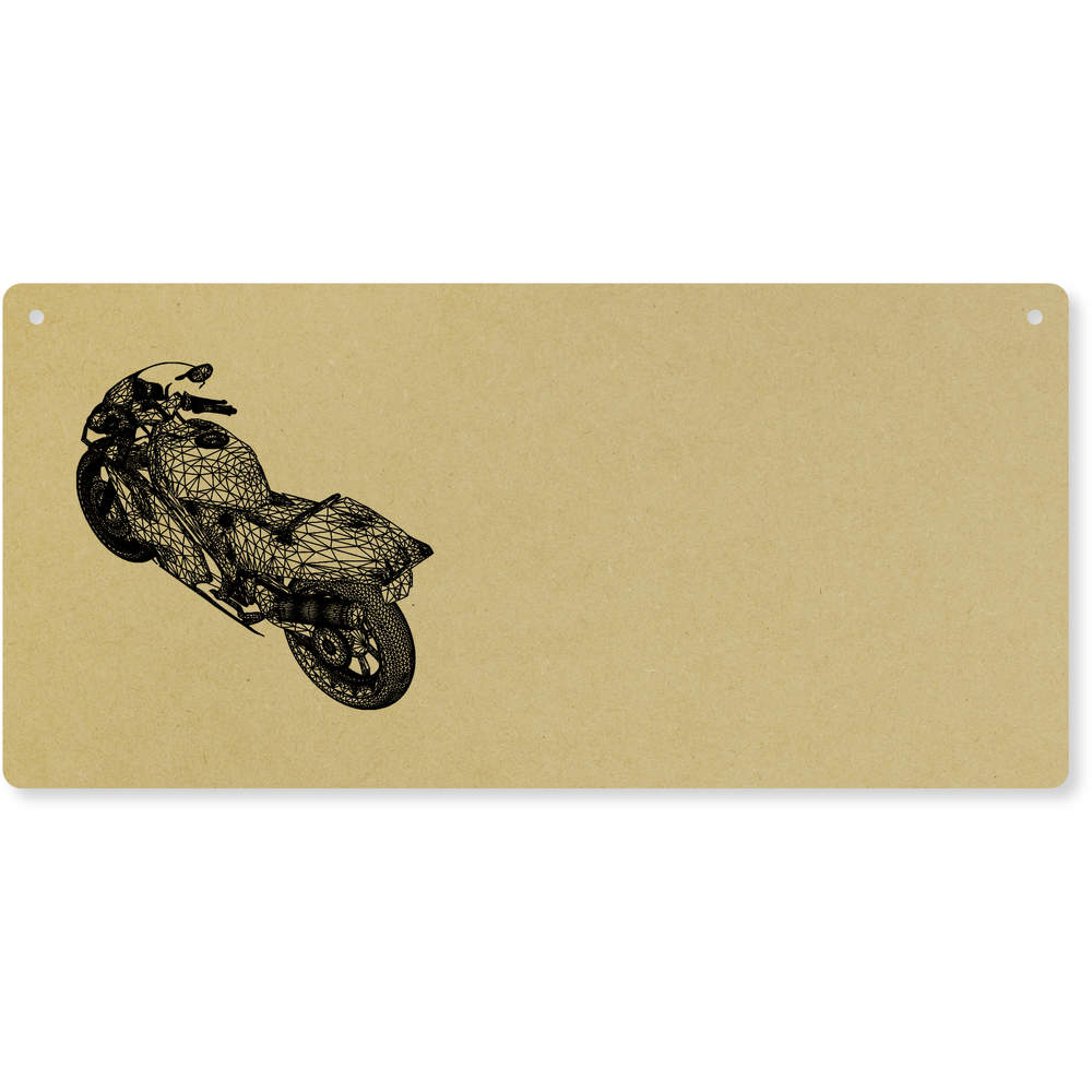 'Wireframe Motorbike' Large Wooden Wall Plaque / Door Sign (DP00019657)