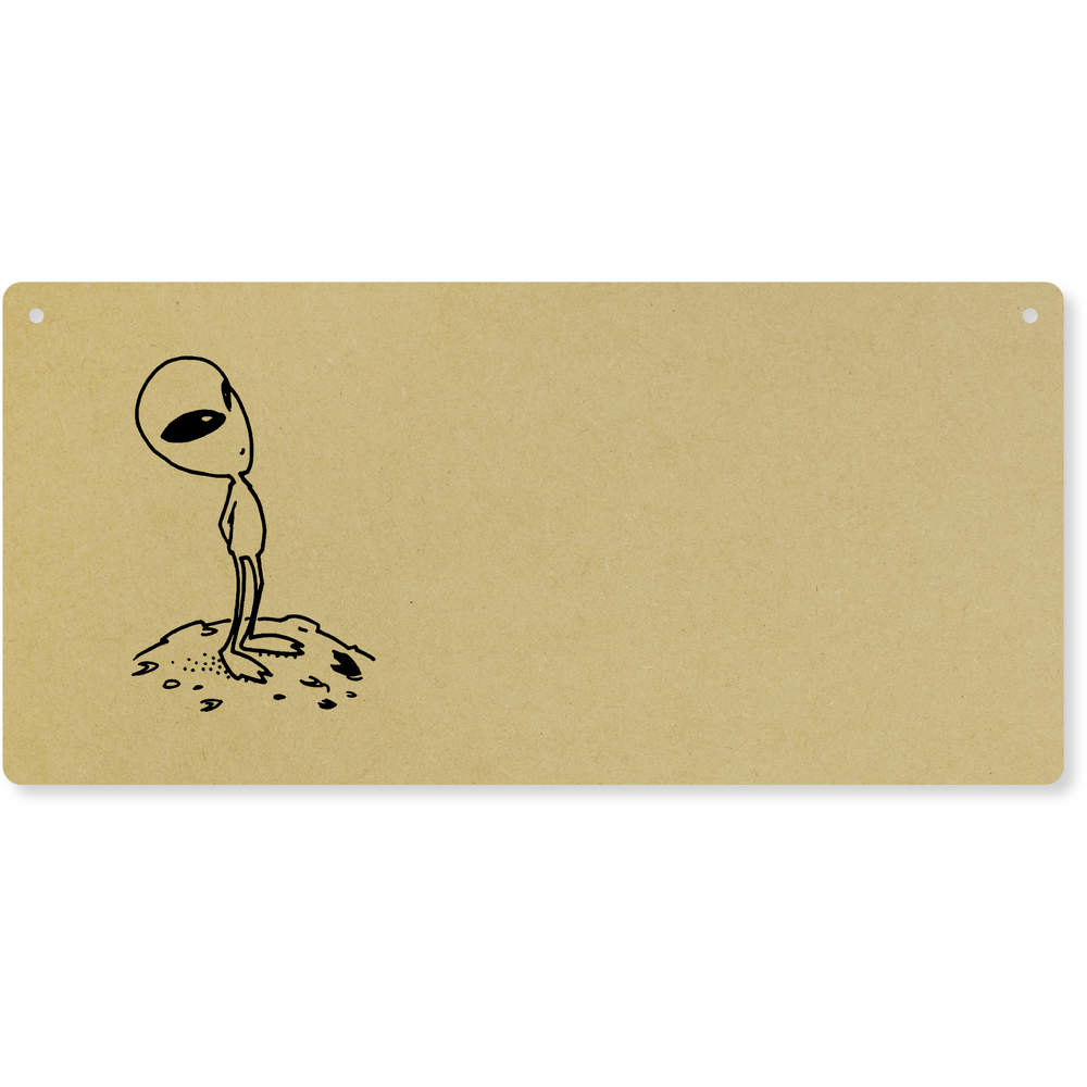 'Alien Looking Up' Large Wooden Wall Plaque / Door Sign (DP00033824)