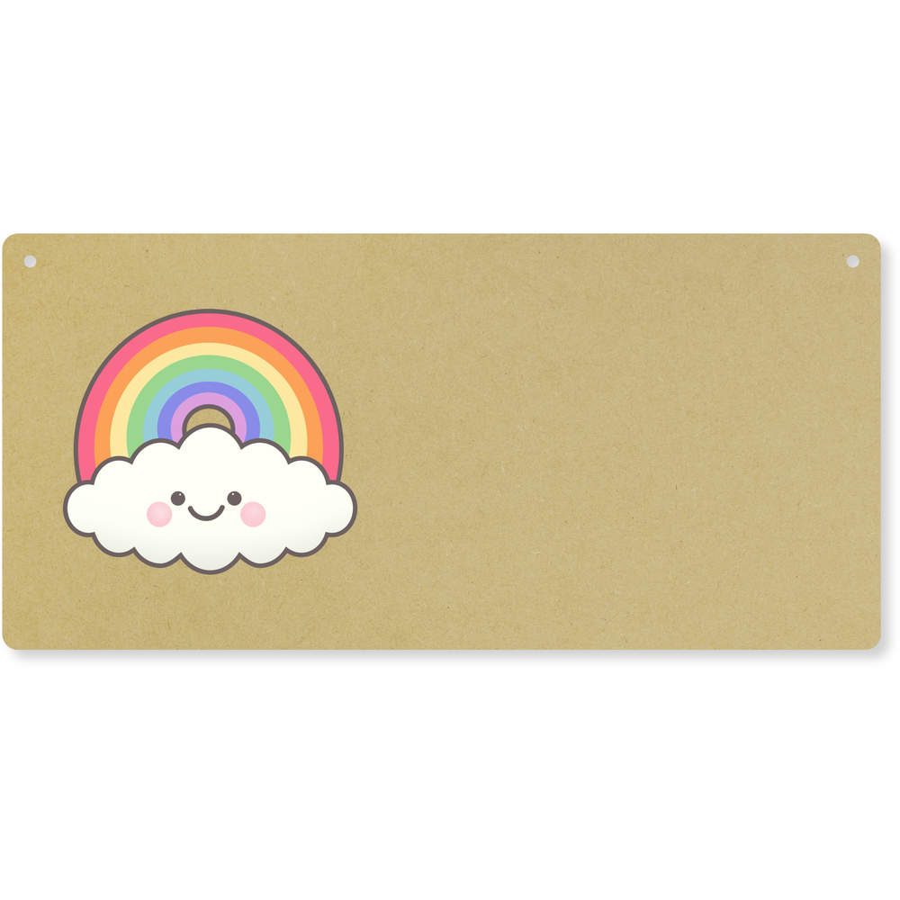 'Happy Rainbow Cloud' Large Wooden Wall Plaque / Door Sign (DP00035040)