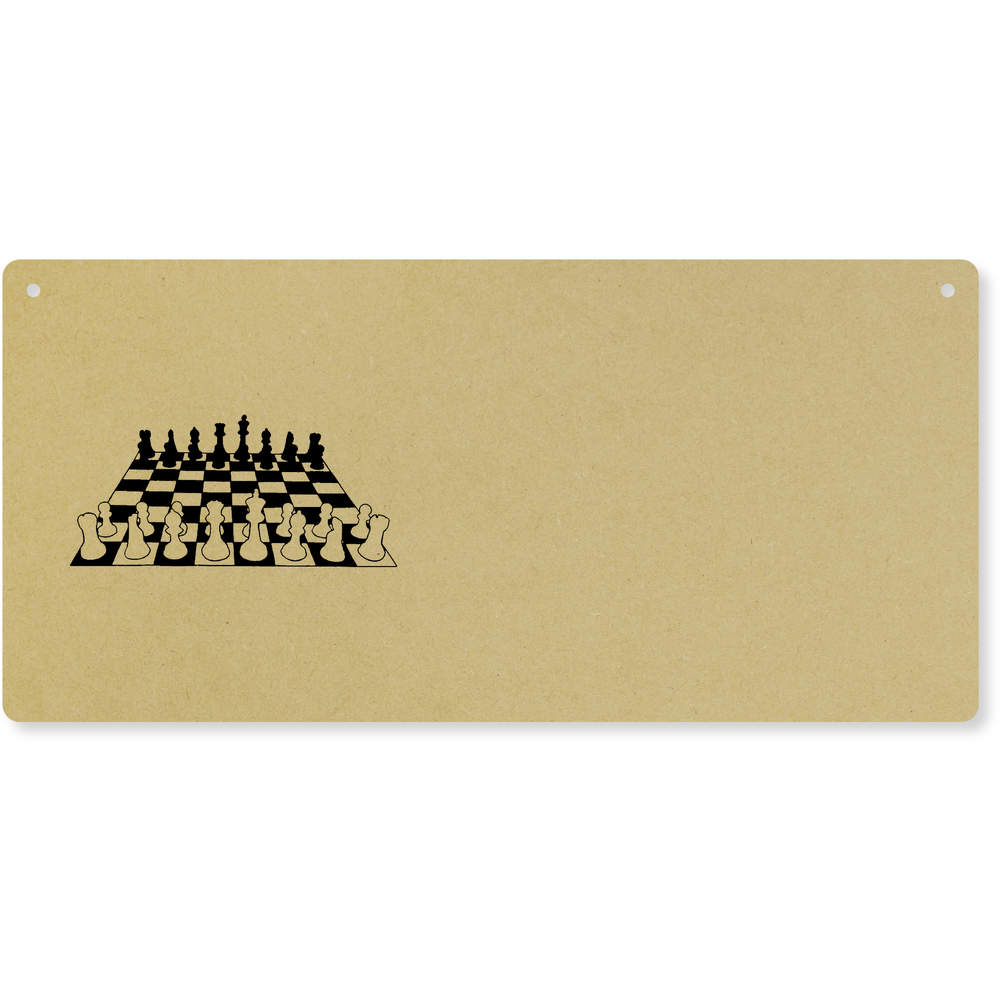 'Chess Board & Pieces' Large Wooden Wall Plaque / Door Sign (DP00036352)