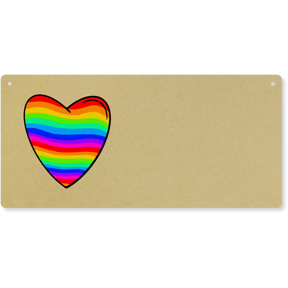 'Rainbow Heart' Large Wooden Wall Plaque / Door Sign (DP00047855)