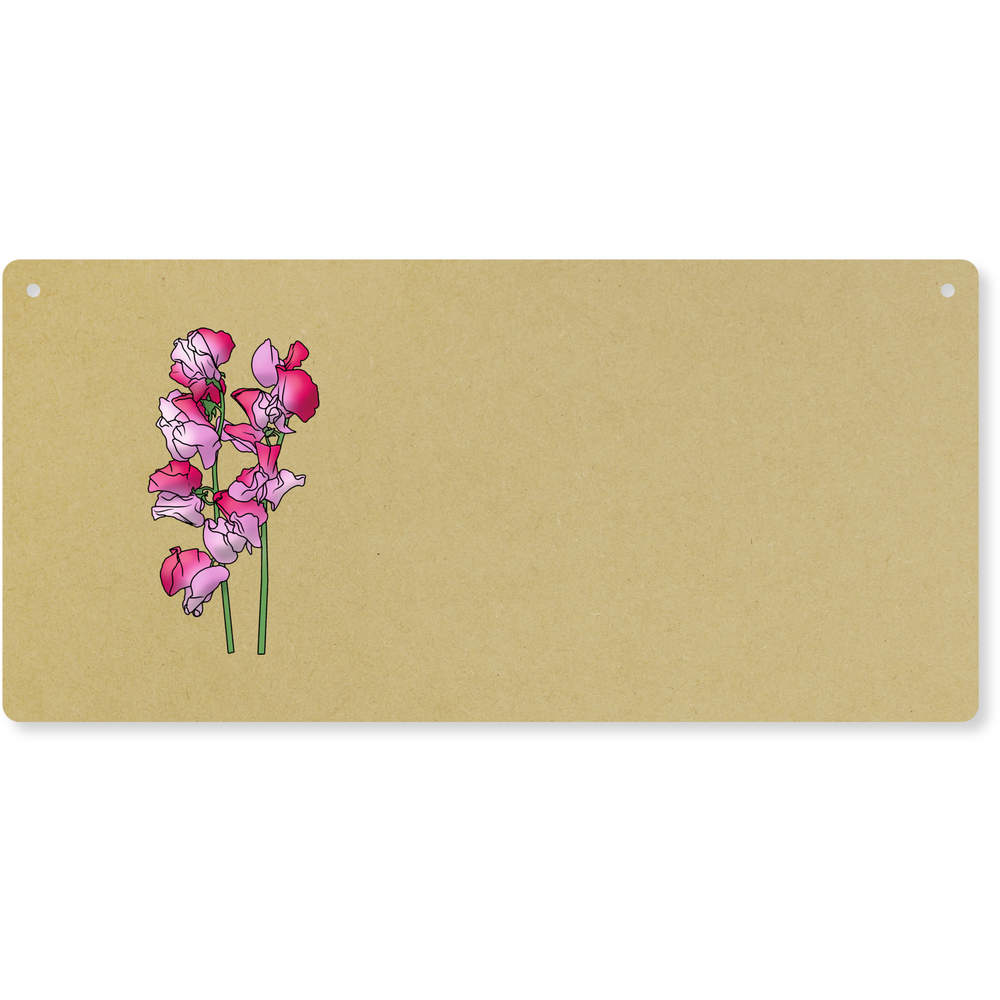 'Pink Sweetpea Flowers' Large Wooden Wall Plaque / Door Sign (DP00055039)