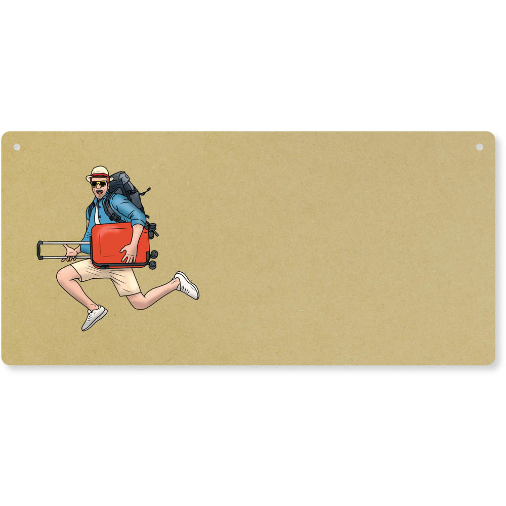 'Happy Traveler' Large Wooden Wall Plaque / Door Sign (DP00055139)
