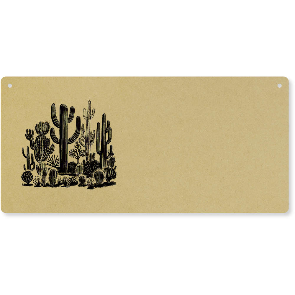 'Cactus Garden' Large Wooden Wall Plaque / Door Sign (DP00059223)