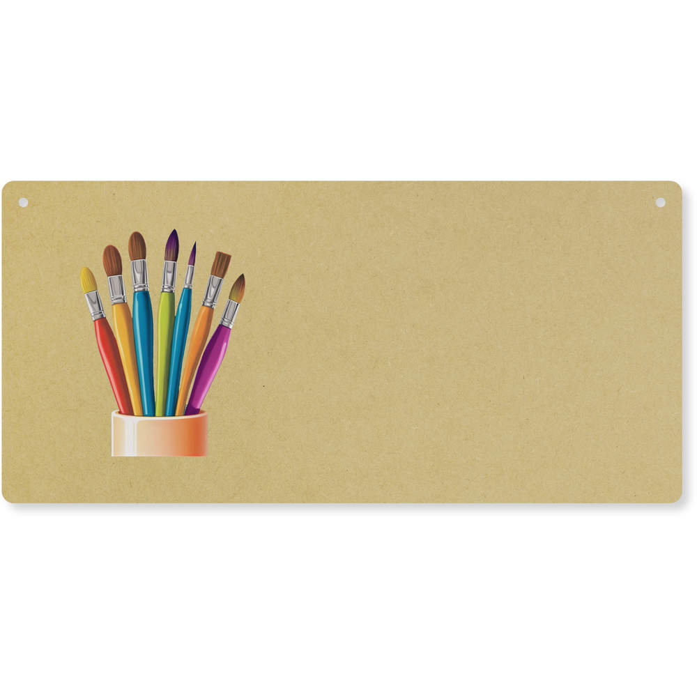 'Colourful Artist Brushes' Large Wooden Wall Plaque / Door Sign (DP00060417)