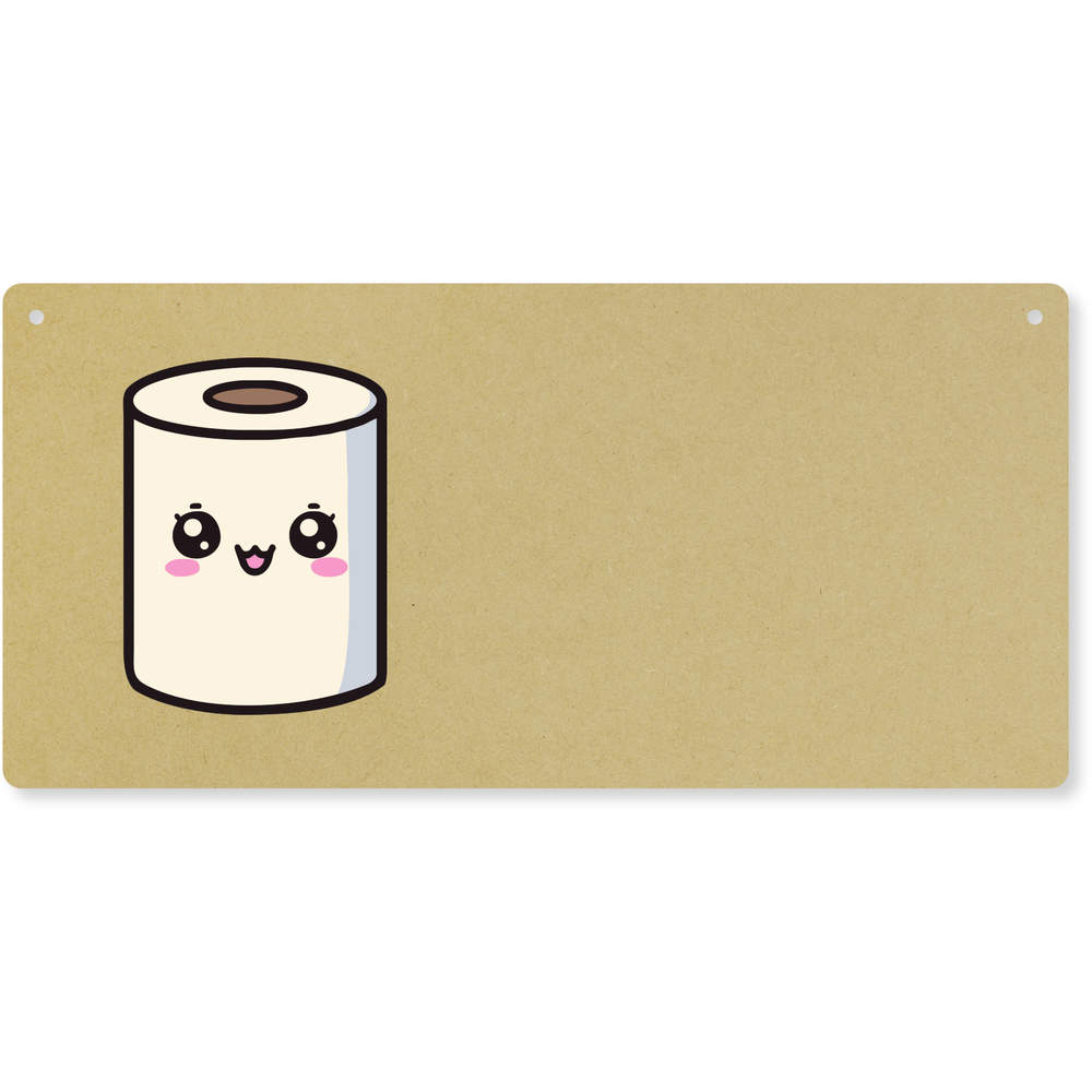 'Kawaii Toilet Roll' Large Wooden Wall Plaque / Door Sign (DP00060813)