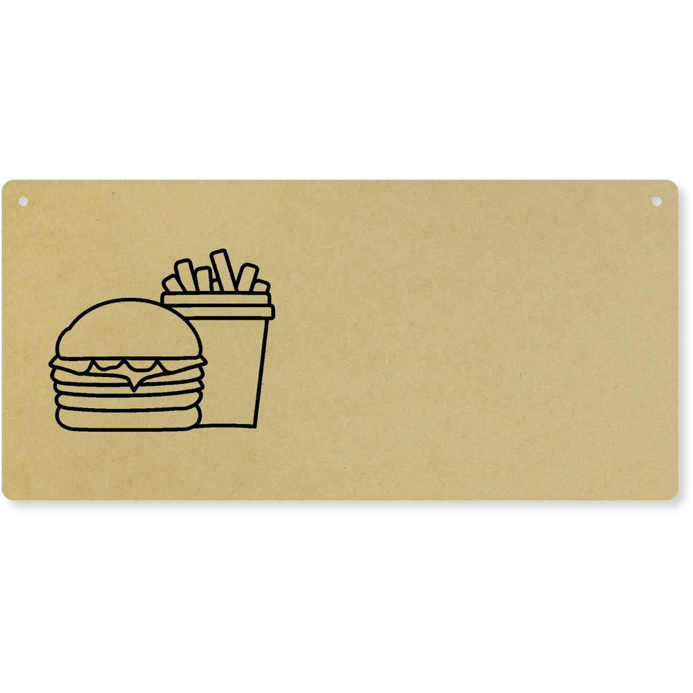 'Burger and Chips' Large Wooden Wall Plaque / Door Sign (DP00060965)