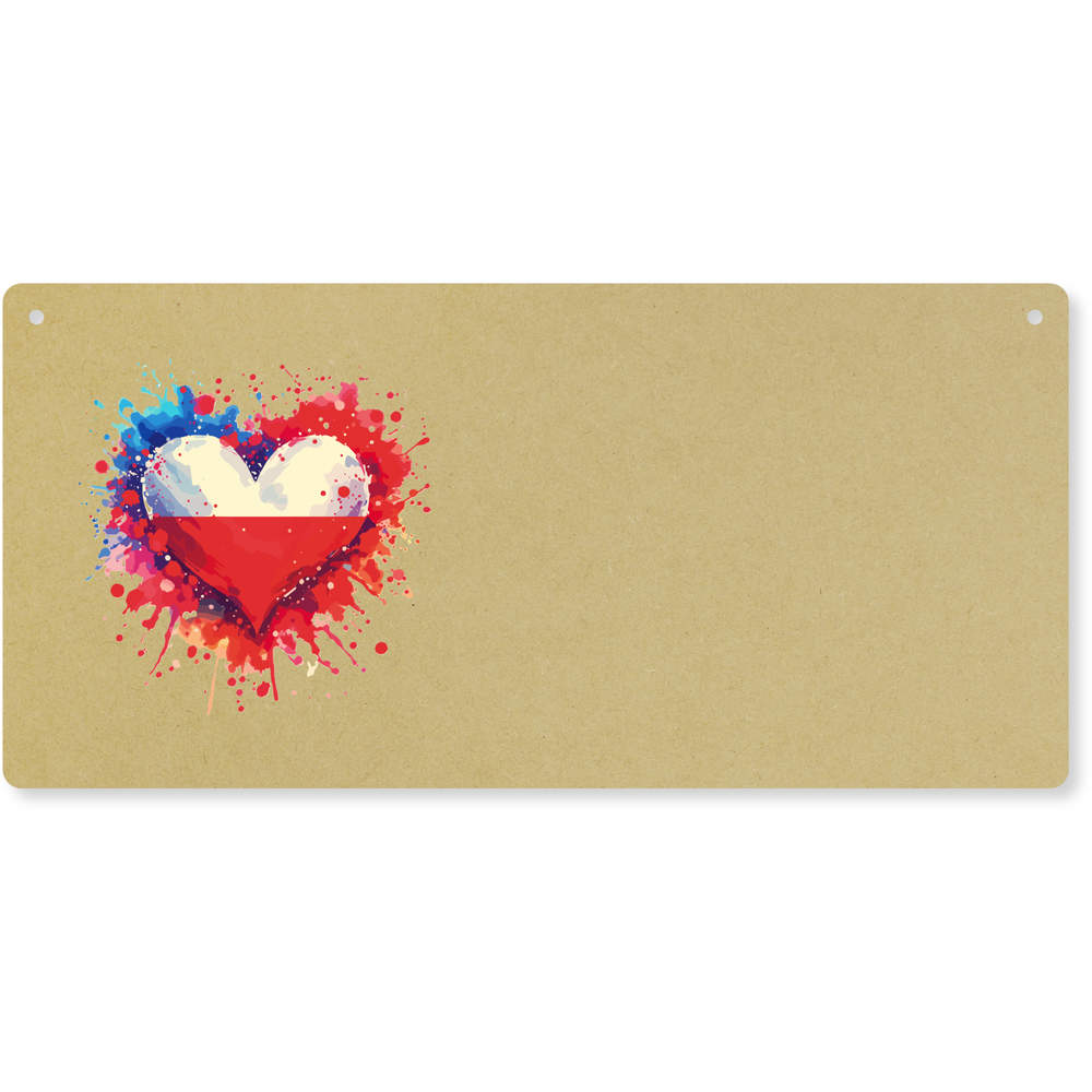 'Love Poland' Large Wooden Wall Plaque / Door Sign (DP00062423)