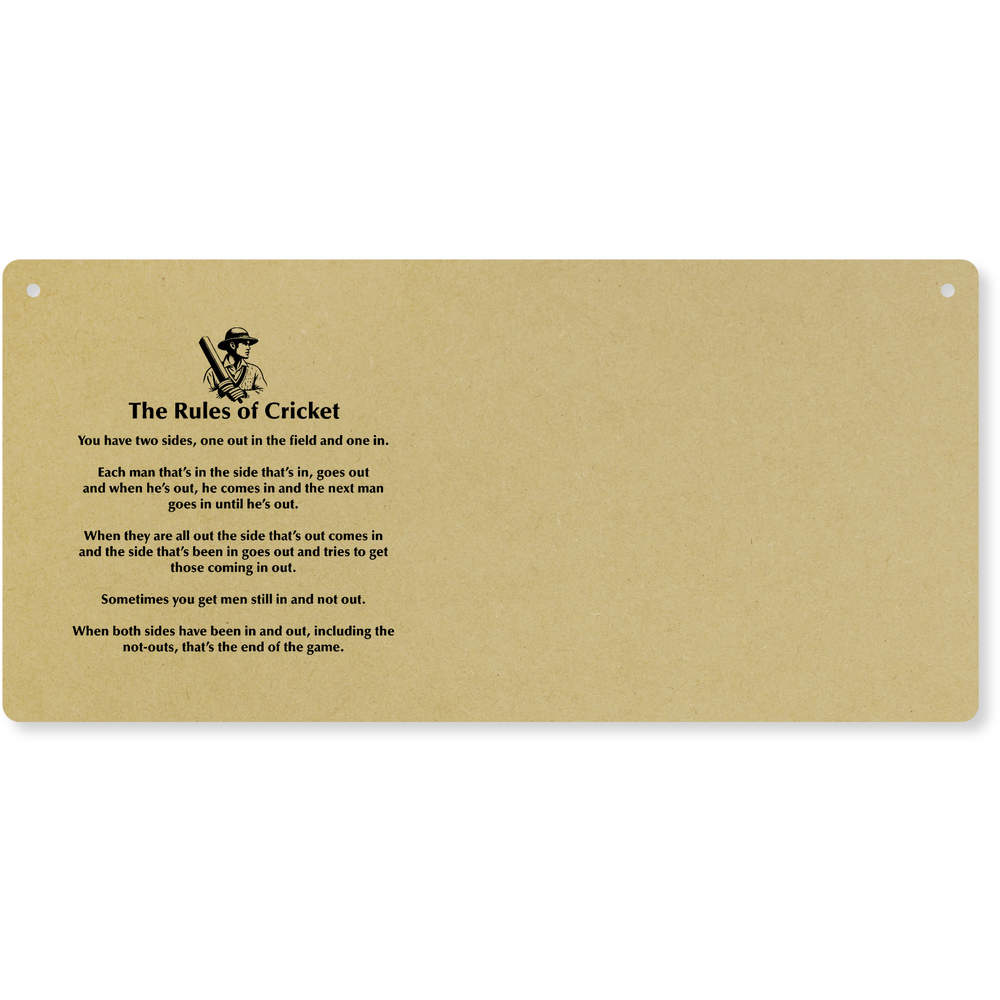 'Funny Cricket Rules' Large Wooden Wall Plaque / Door Sign (DP00062826)