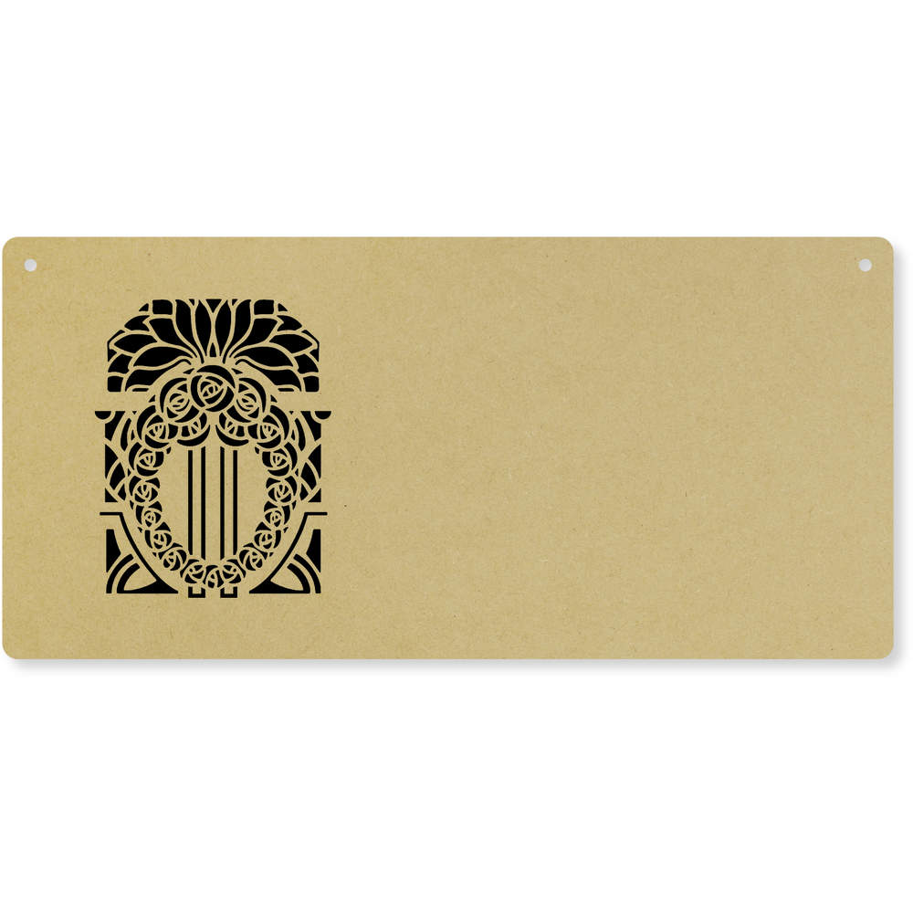 'Art Deco Roses' Large Wooden Wall Plaque / Door Sign (DP00063445)