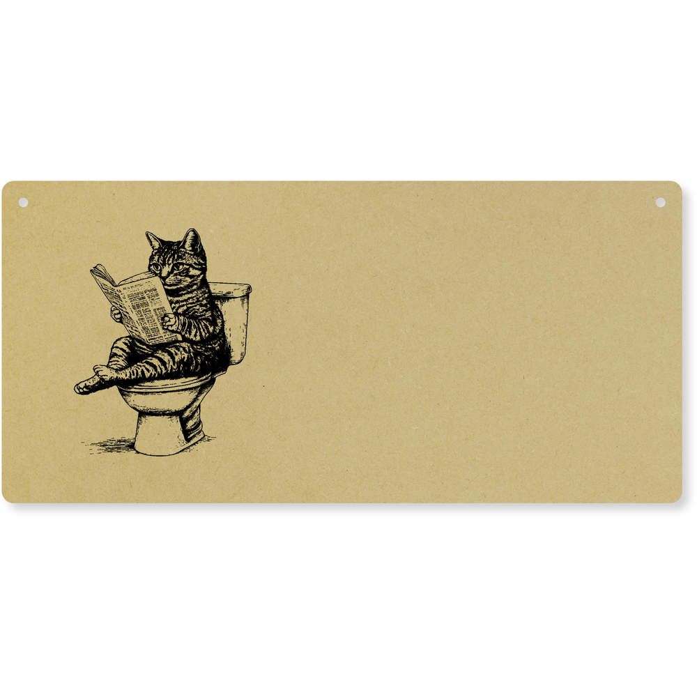 'Cat Sitting on Toilet' Door Plaque / Wall Sign - Decorative Hanging Sign for Bedrooms, Homes, Offices and Gifts (DP00063994)