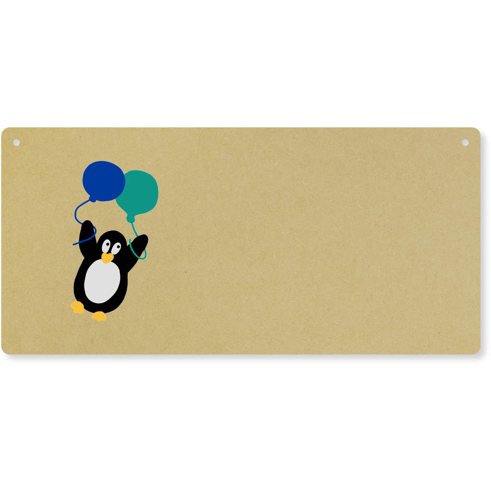 'Penguin With Balloons ' Large Wooden Wall Plaque / Door Sign (DP00064191)