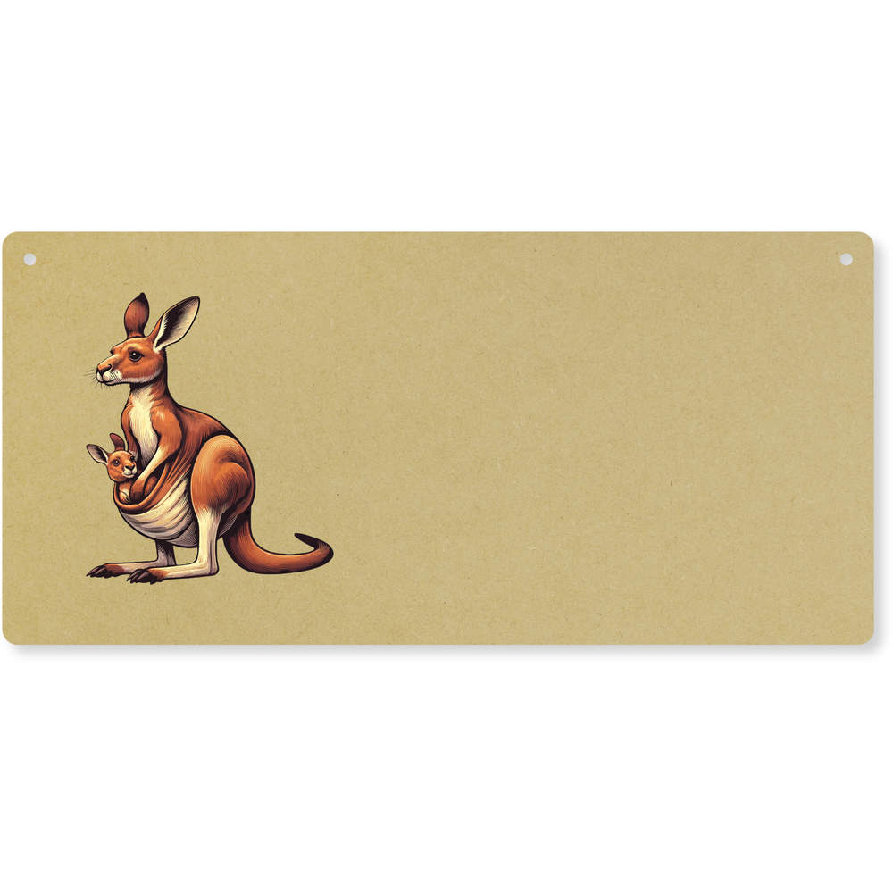 'Kangaroo With Joey' Large Wooden Wall Plaque / Door Sign (DP00064297)