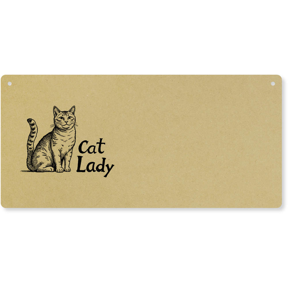 'Cat Lady with Cat' Large Wooden Wall Plaque / Door Sign (DP00065632)