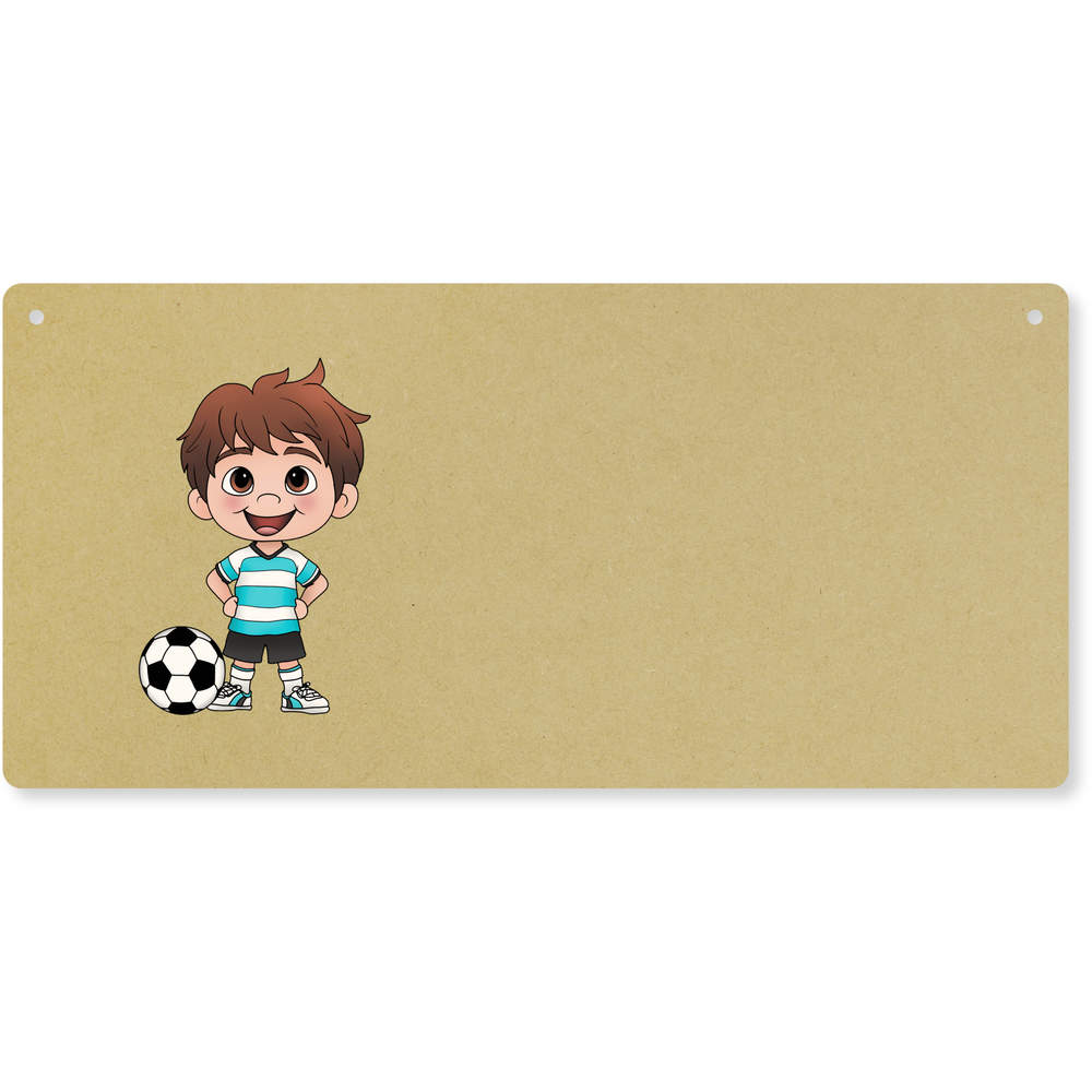 'Football Player Boy' Large Wooden Wall Plaque / Door Sign (DP00065865)