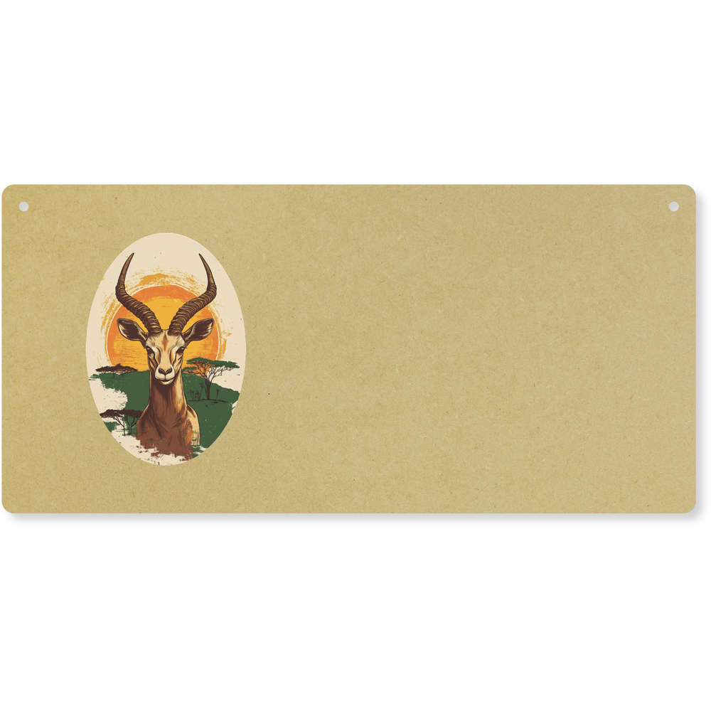 'Springbok Portrait with African Landscape' Large Wooden Wall Plaque / Door Sign (DP00065950)