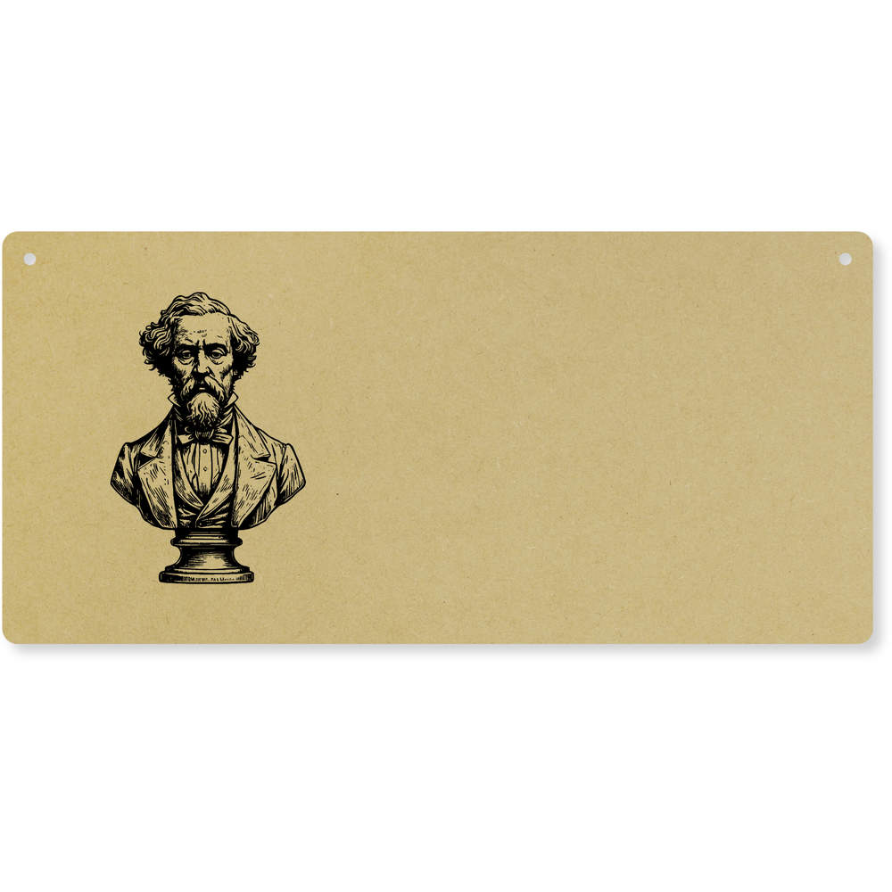 'Charles Dickens Bust' Large Wooden Wall Plaque / Door Sign (DP00066126)