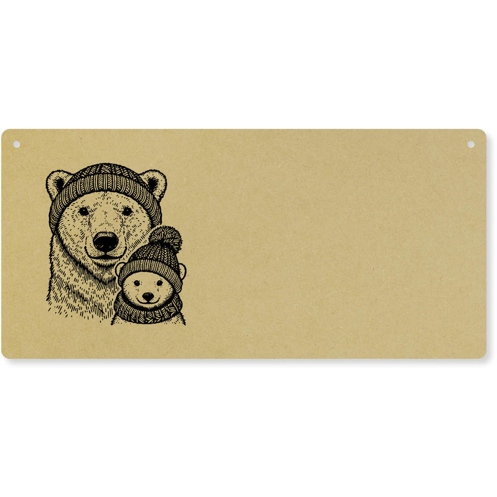 'Polar Bear Family' Large Wooden Wall Plaque / Door Sign (DP00066197)