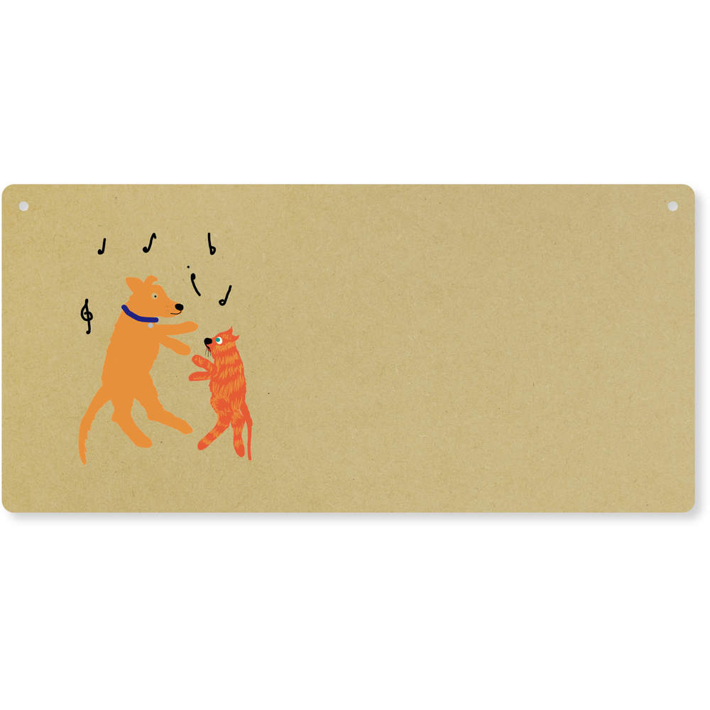 'Dancing Dog And Cat' Large Wooden Wall Plaque / Door Sign (DP00066500)