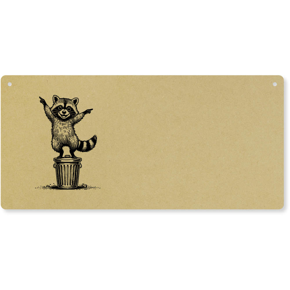 'Dancing Raccoon On Trash Can' Large Wooden Wall Plaque / Door Sign (DP00067155)