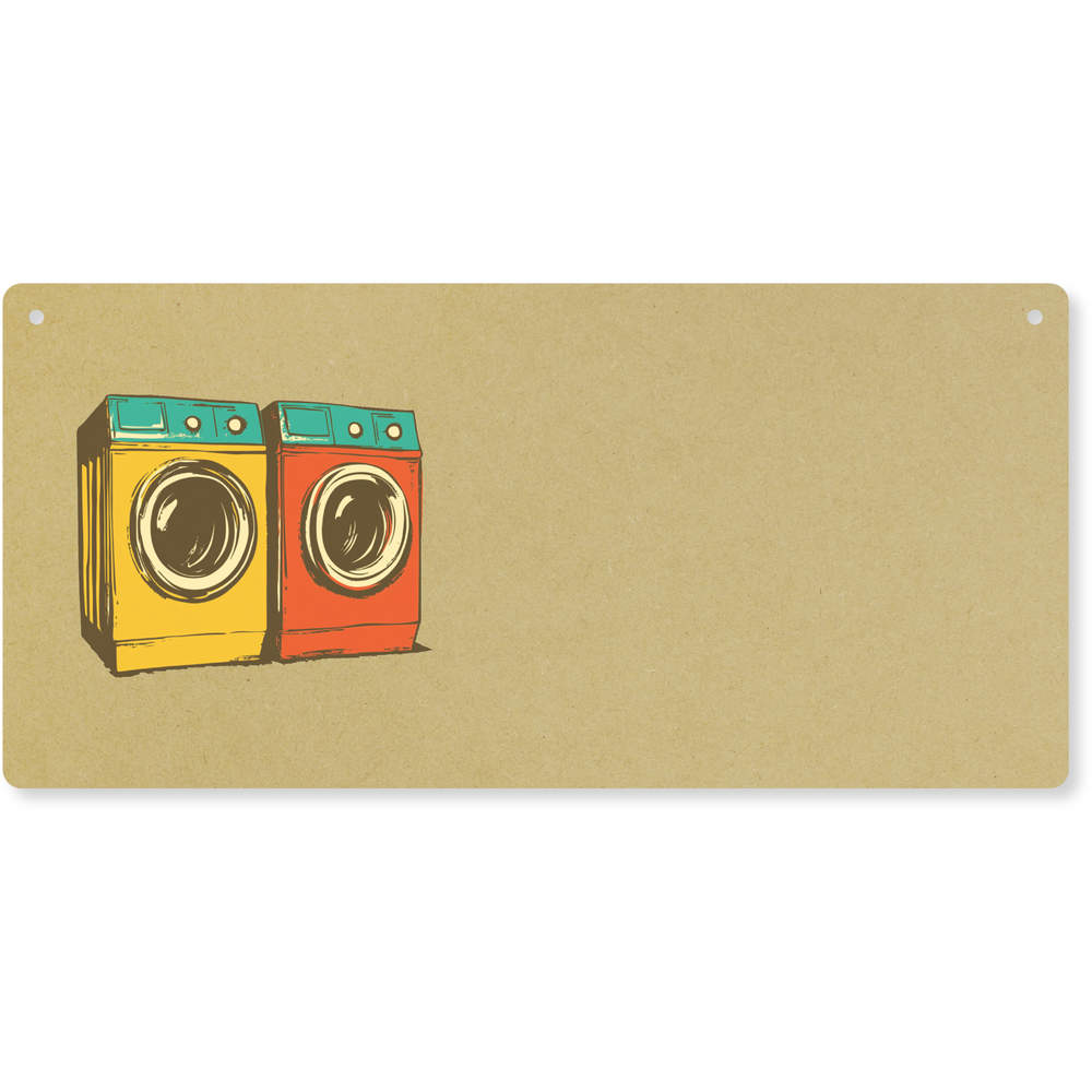 'Two Washing Machines' Large Wooden Wall Plaque / Door Sign (DP00067427)