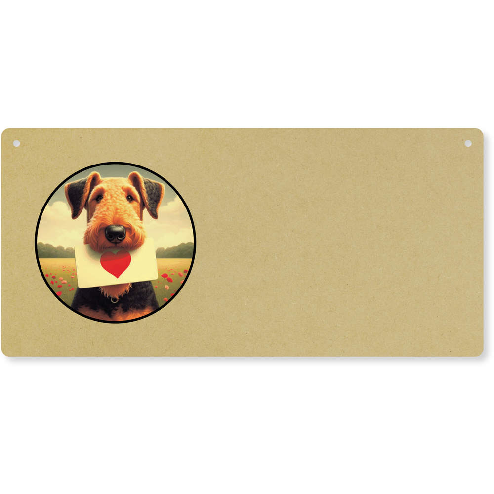 'Airedale Terrier Love Note' Large Wooden Wall Plaque / Door Sign (DP00067555)