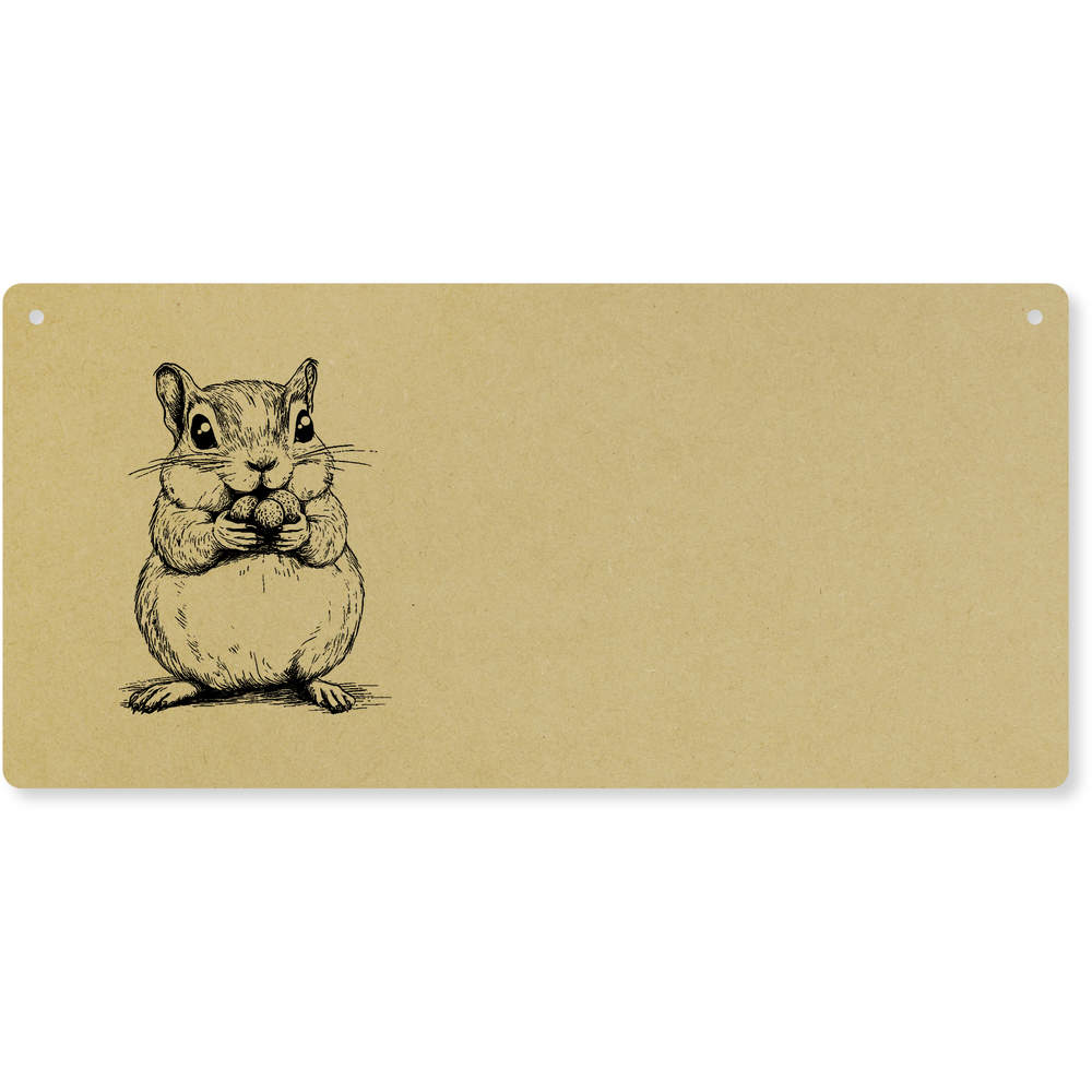 'Cute Chipmunk with Nuts' Large Wooden Wall Plaque / Door Sign (DP00067731)