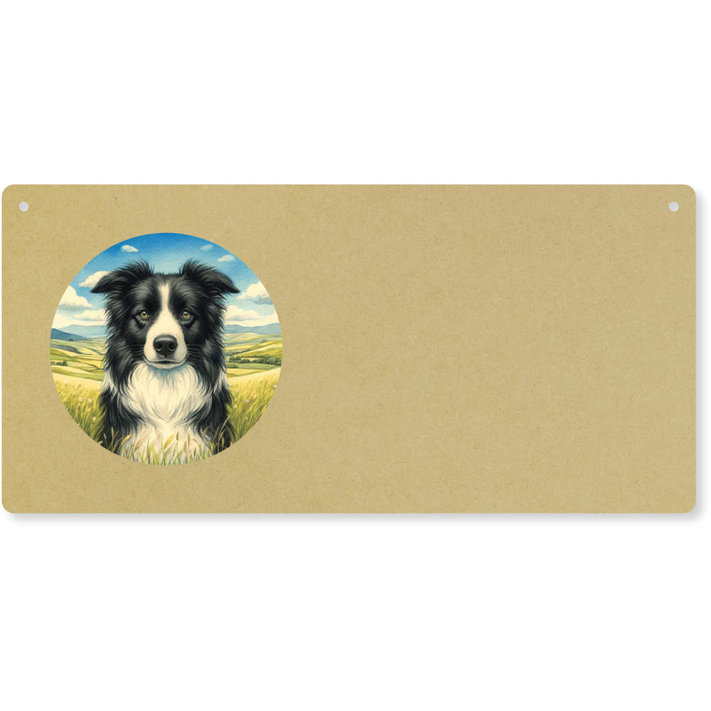 'Border Collie Portrait' Large Wooden Wall Plaque / Door Sign (DP00070222)