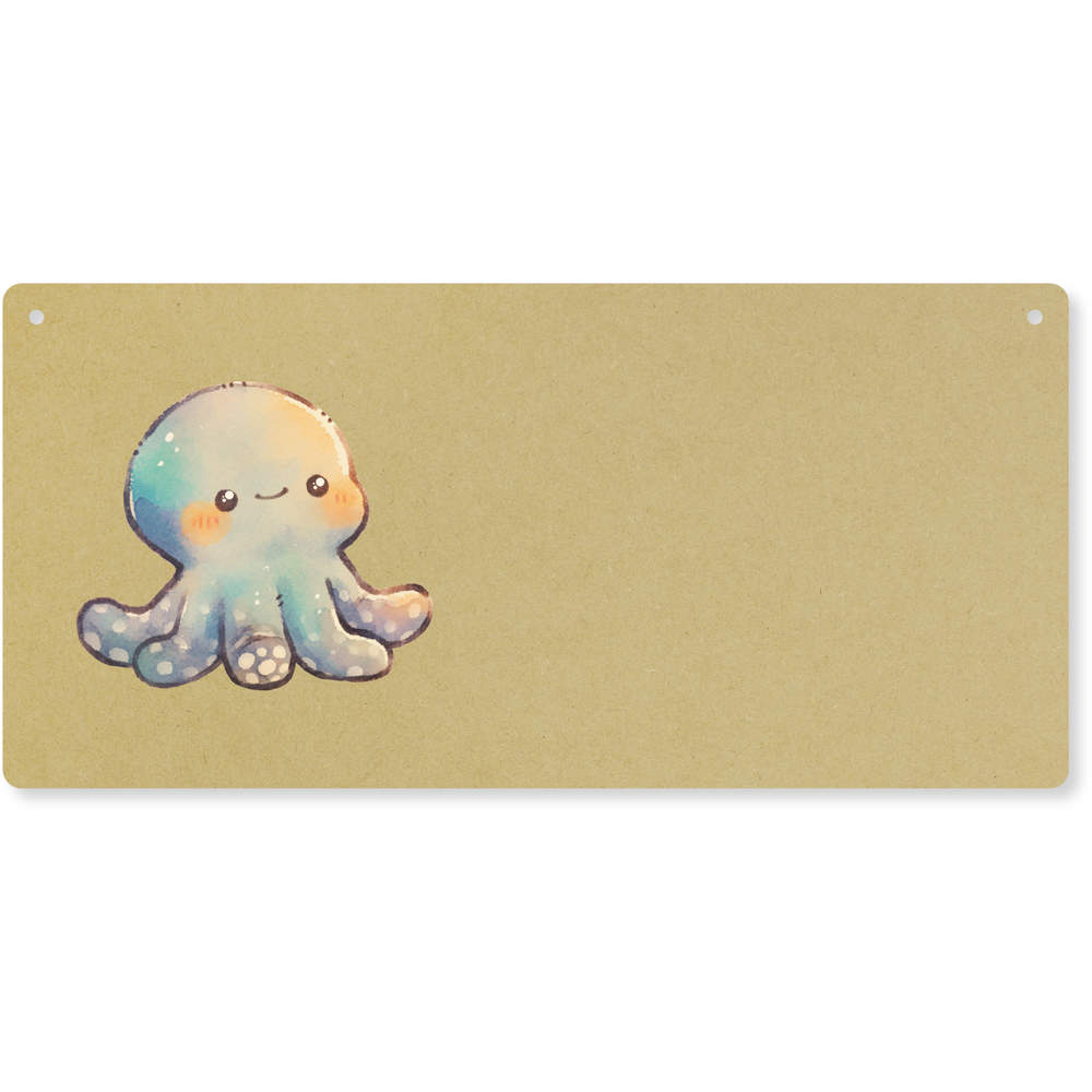 'Cute Octopus' Large Wooden Wall Plaque / Door Sign (DP00070443)
