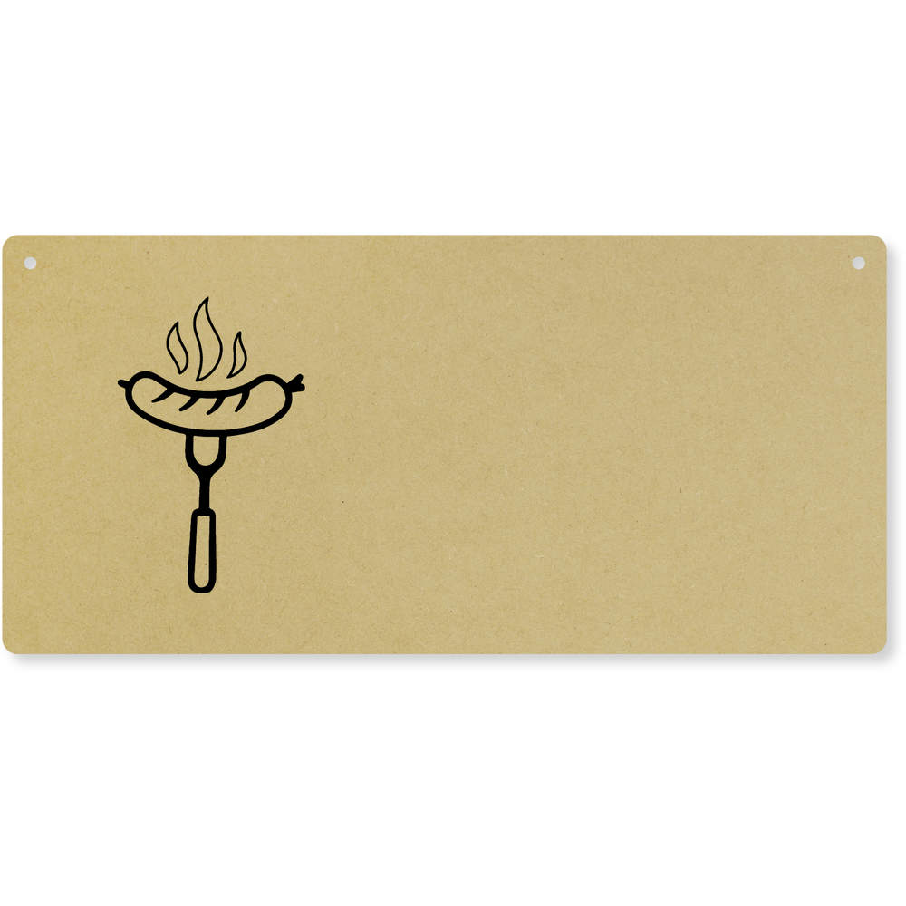 'Cooked BBQ Sausage' Large Wooden Wall Plaque / Door Sign (DP00070478)
